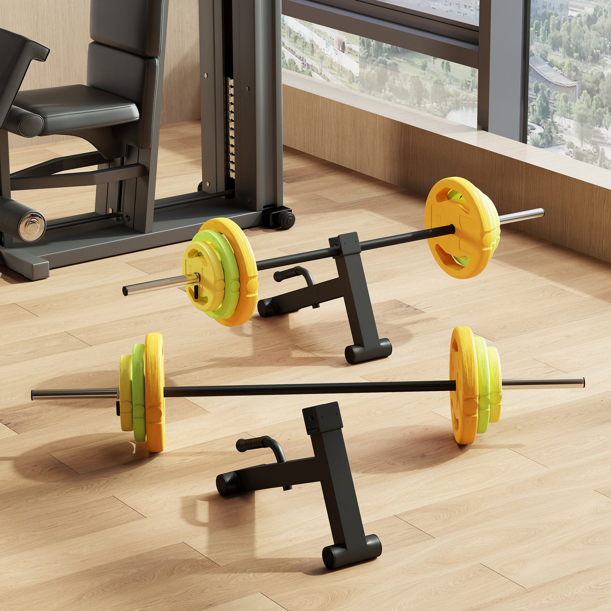 SPORTNOW 2Pcs Barbell Jack, Deadlift Jack with Non-Slip Handle and Plastic Padding, Easy Loading and Unloading 400kg Barbell Plates, for Home Gym, Deadlifting Weight Training - North Peak Garden Furniture
