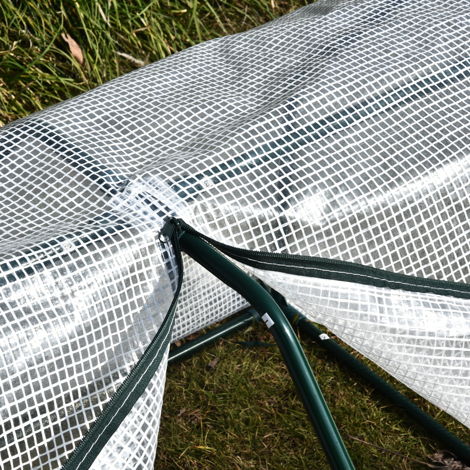 Outsunny Portable Greenhouse Oasis: Mini Metal Frame with PVC Cover, Zippered Access, 99x71x60cm, White