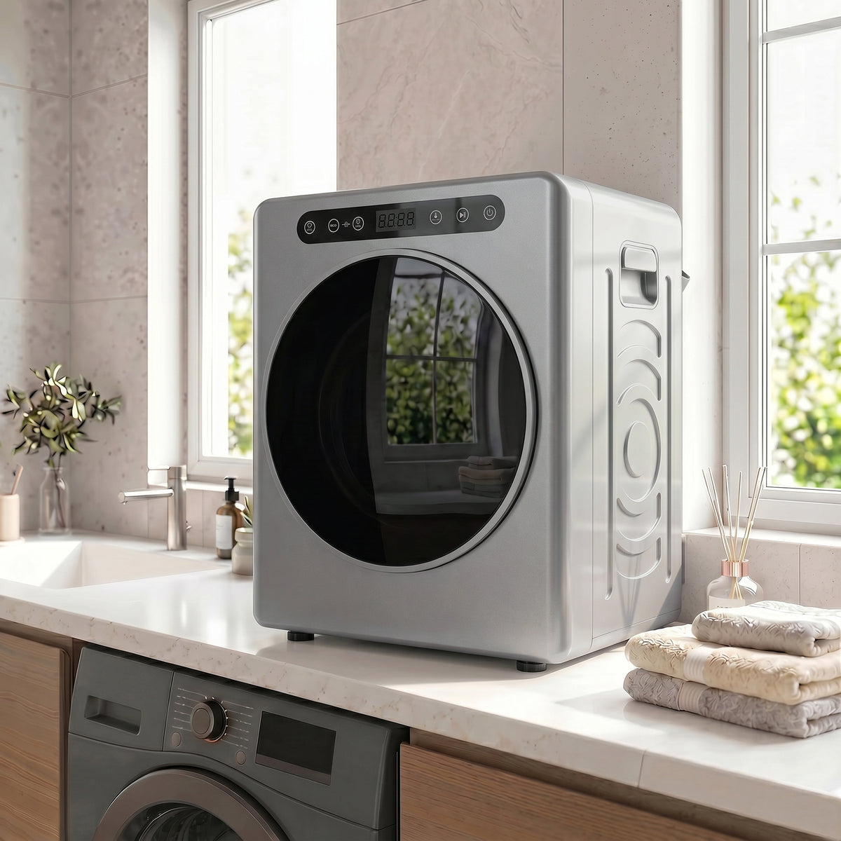 HOMCOM 5 kg Compact 40-60℃  Tumble Dryer - Silver Tone