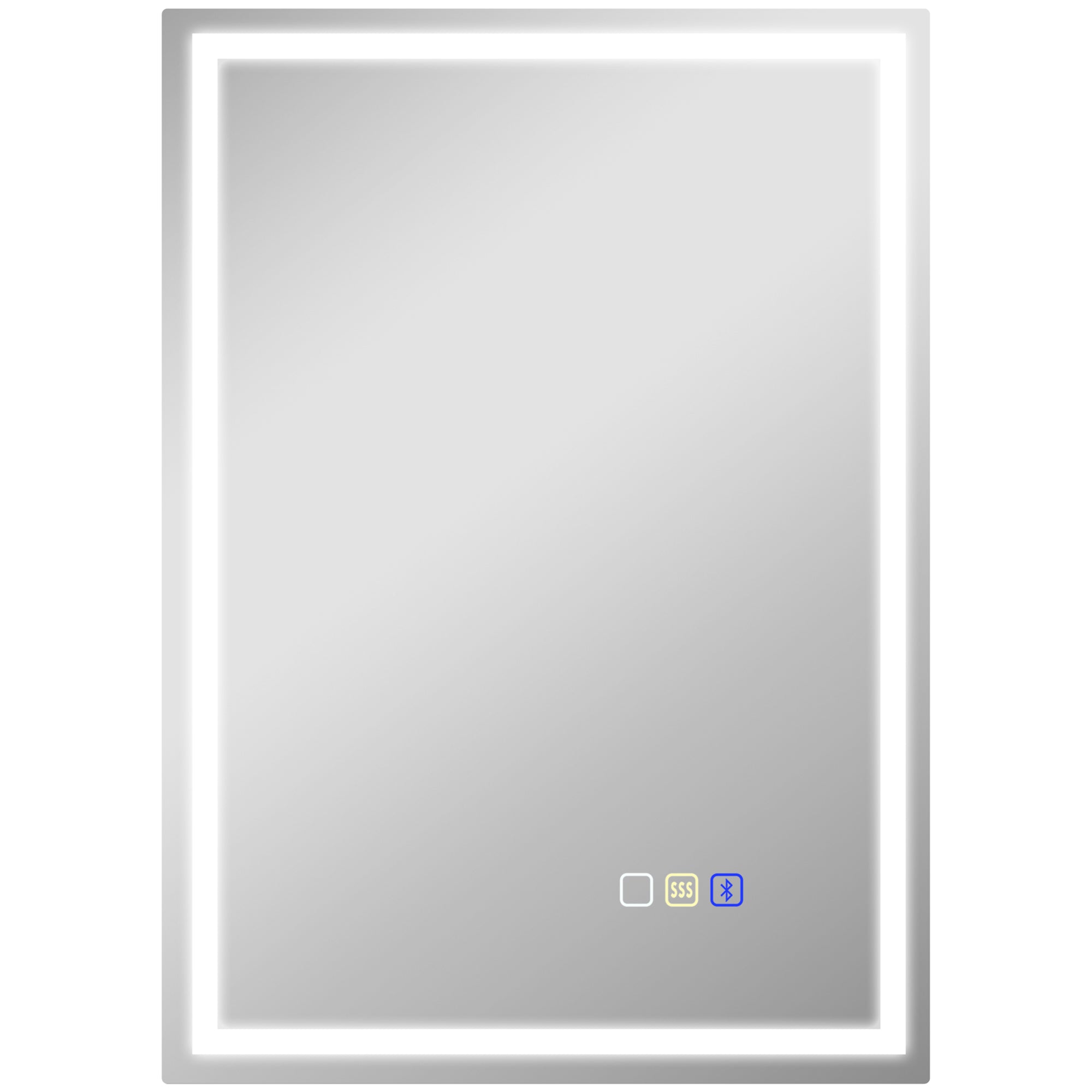 HOMCOM 50 x 70 cm Anti-Fog LED Bathroom Mirror, with Bluetooth - Silver Tone - North Peak Garden Furniture