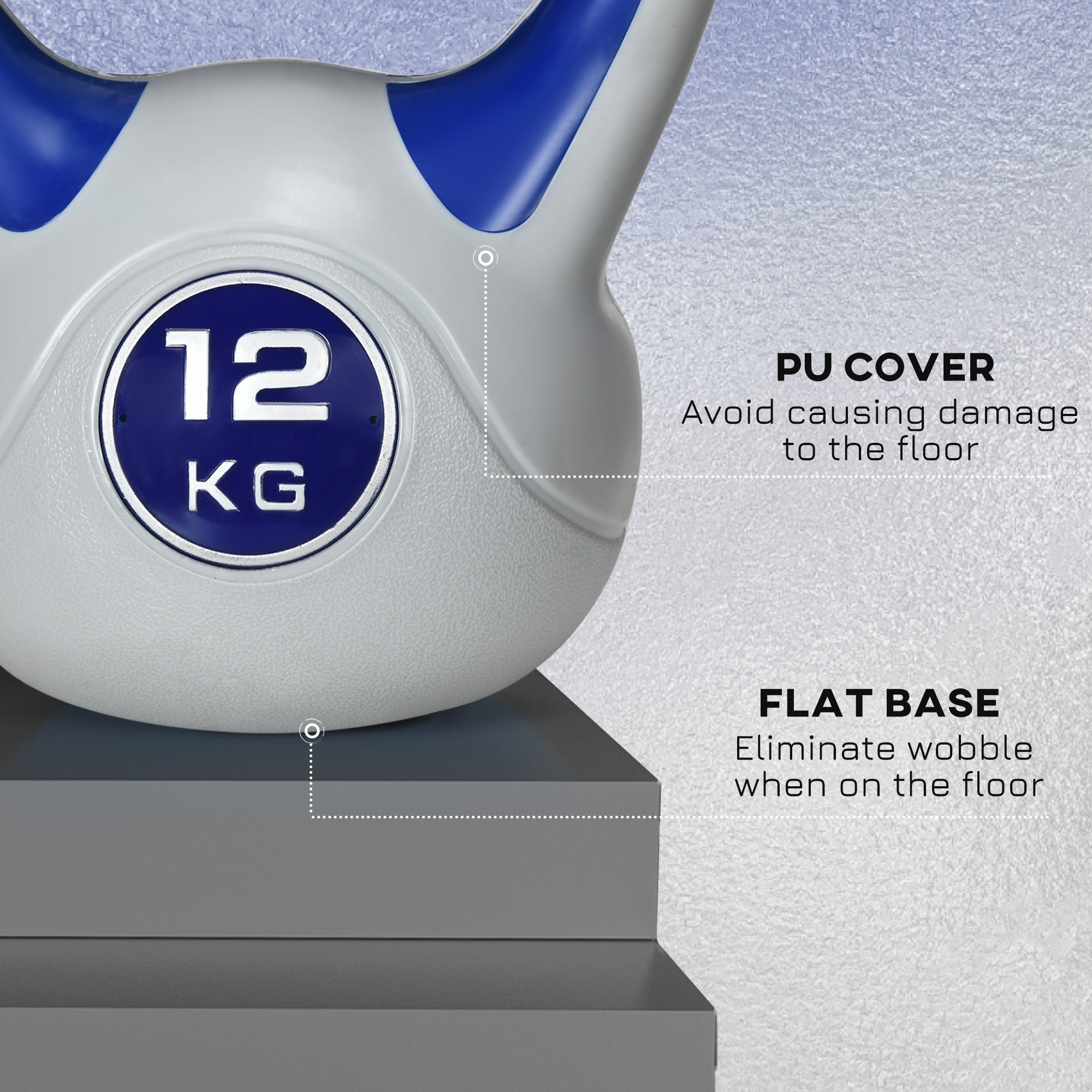 SPORTNOW Kettlebell, 12kg Kettle Bells with Handle for Home Gym Weight Lifting and Strength Training, Dark Blue and Grey - North Peak Garden Furniture