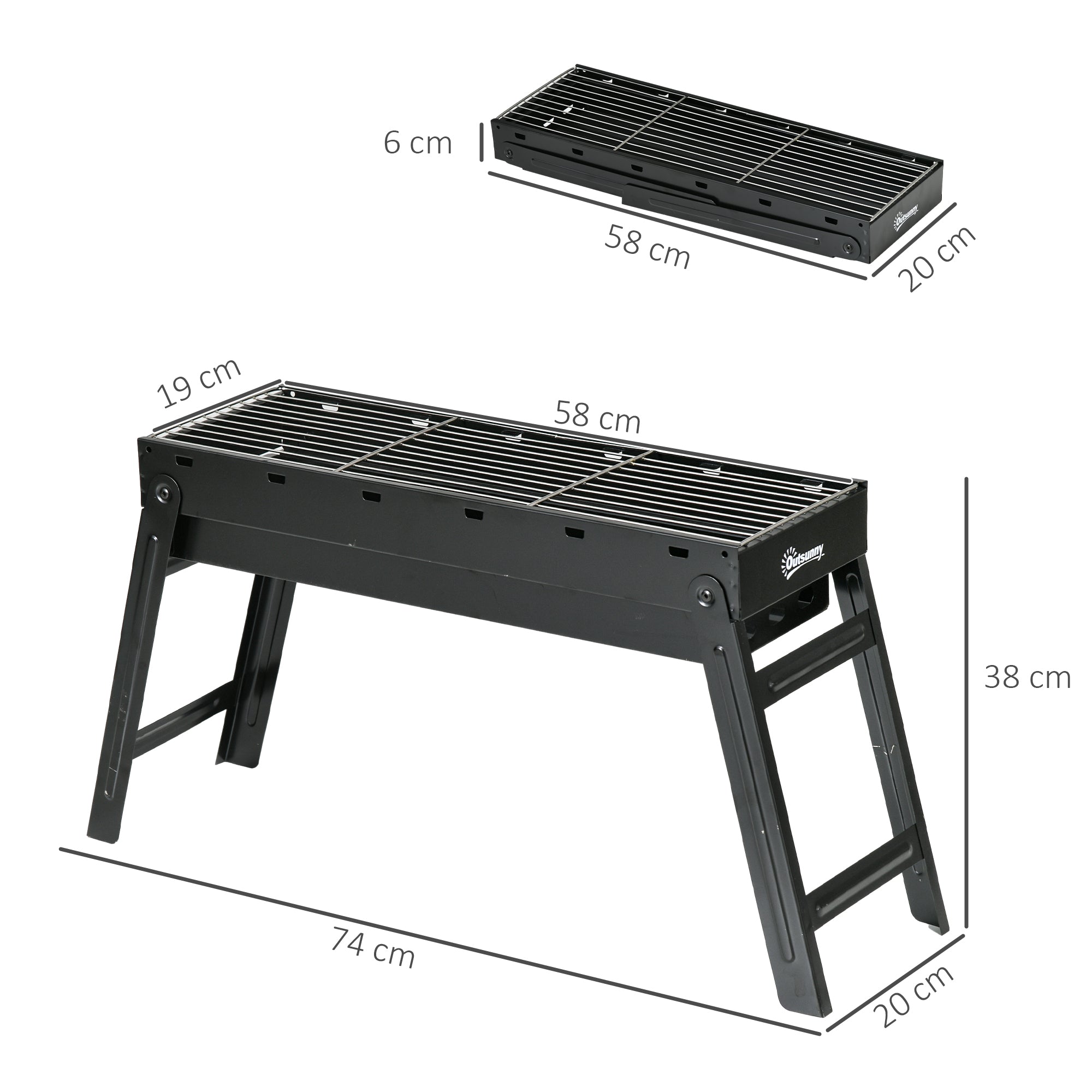 Outsunny Foldable Charcoal Grill - Black - North Peak Garden Furniture