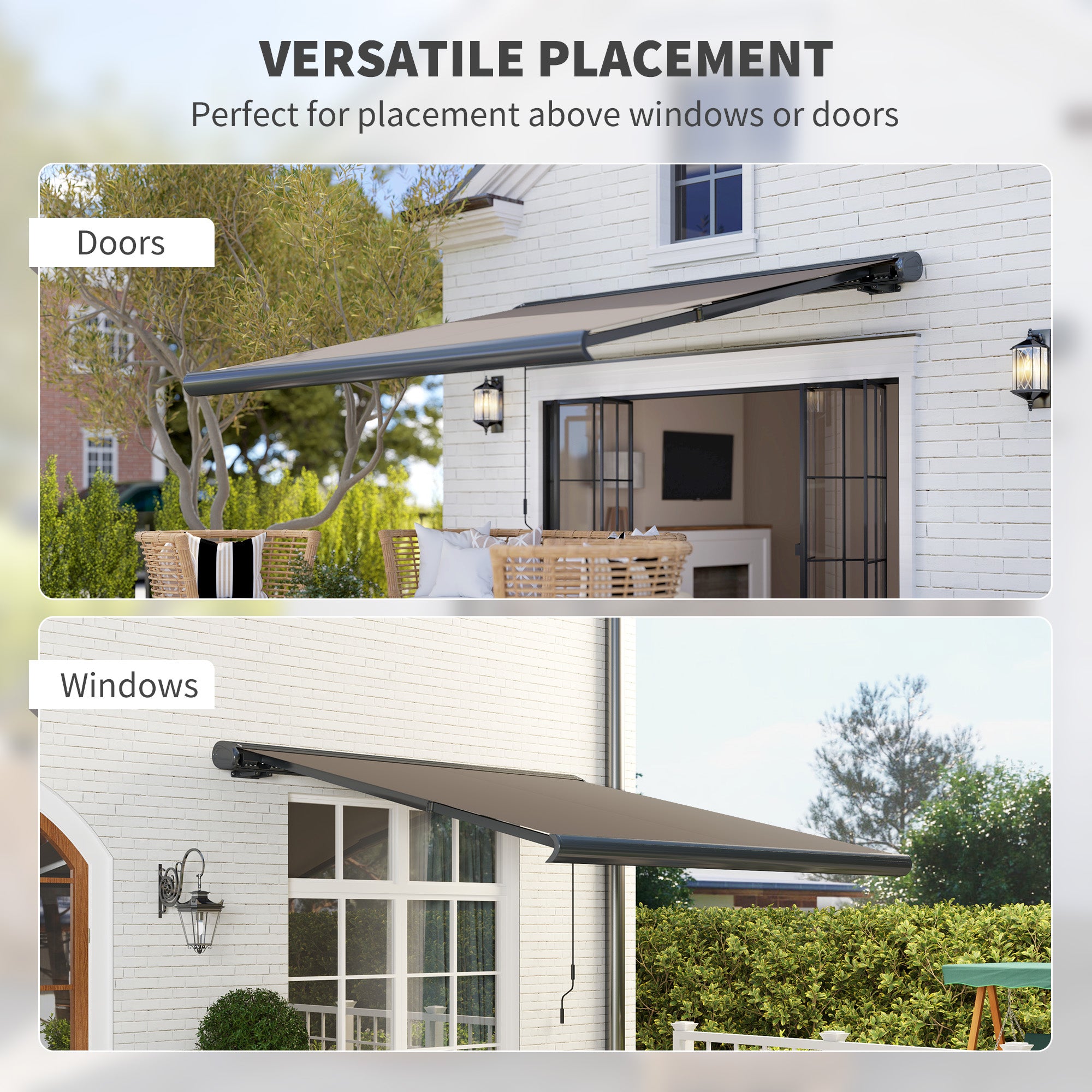 Outsunny 3 x 2.5 m Electric Awning with Remote Controller, Aluminium Frame DIY Retractable Awning, UV50+ Sun Shade Canopy for Garden Patio Deck Door Window, Light Grey - North Peak Garden Furniture
