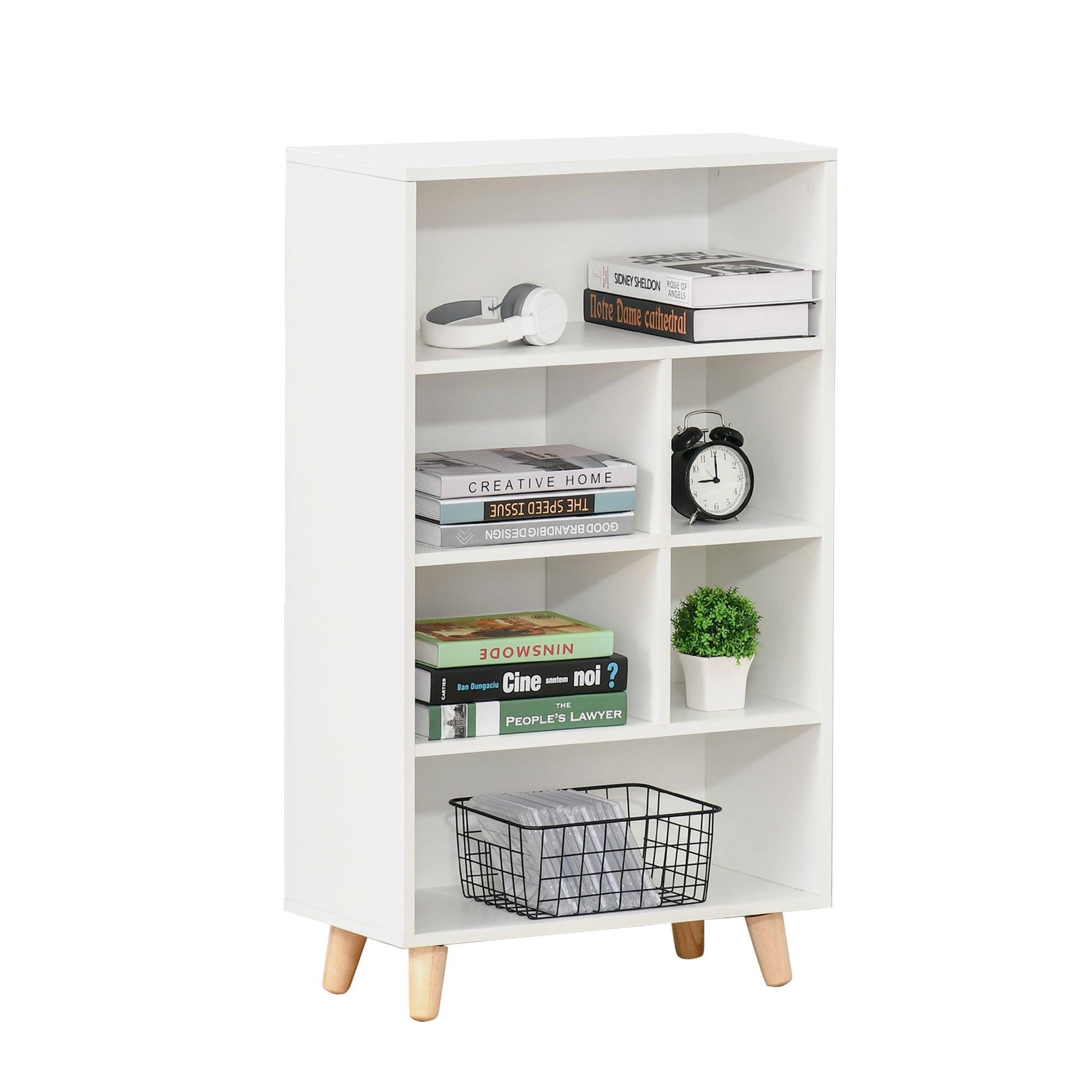 HOMCOM 103cm Bookcase Sideboard 6 Cubes Free Standing Bookshelf Shelves Unit Display Storage Cabinet for Living Room White