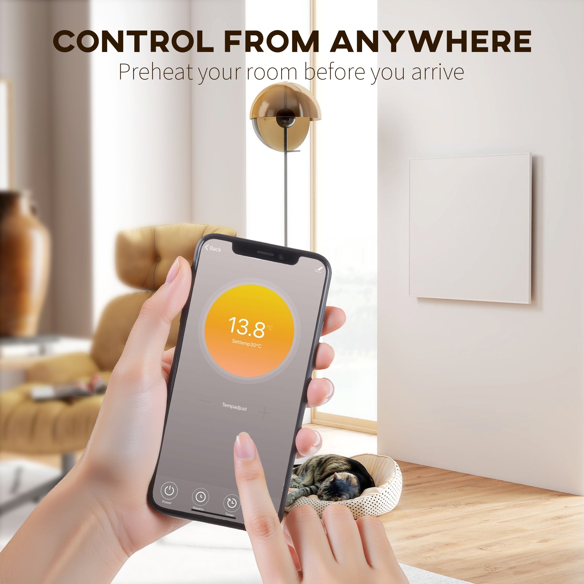 HOMCOM Wifi Smart Electric Heater, Far Infrared, Wall Mounted - 400W