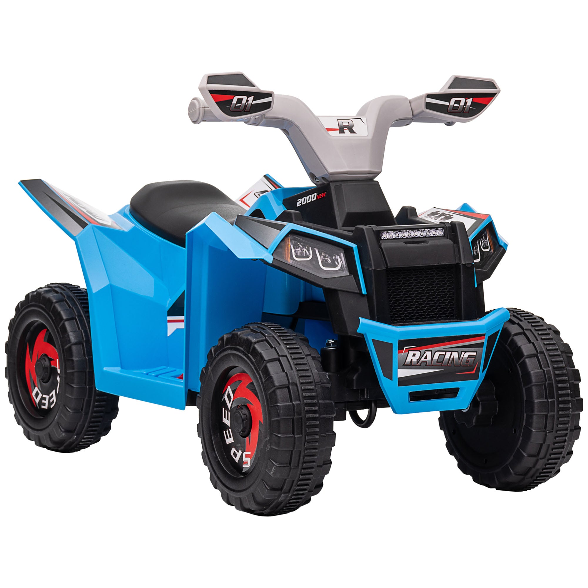 HOMCOM 6V Quad Bike with Wear-Resistant Wheels, Forward Backward Function, for Ages 18-36 Months, Blue - North Peak Garden Furniture