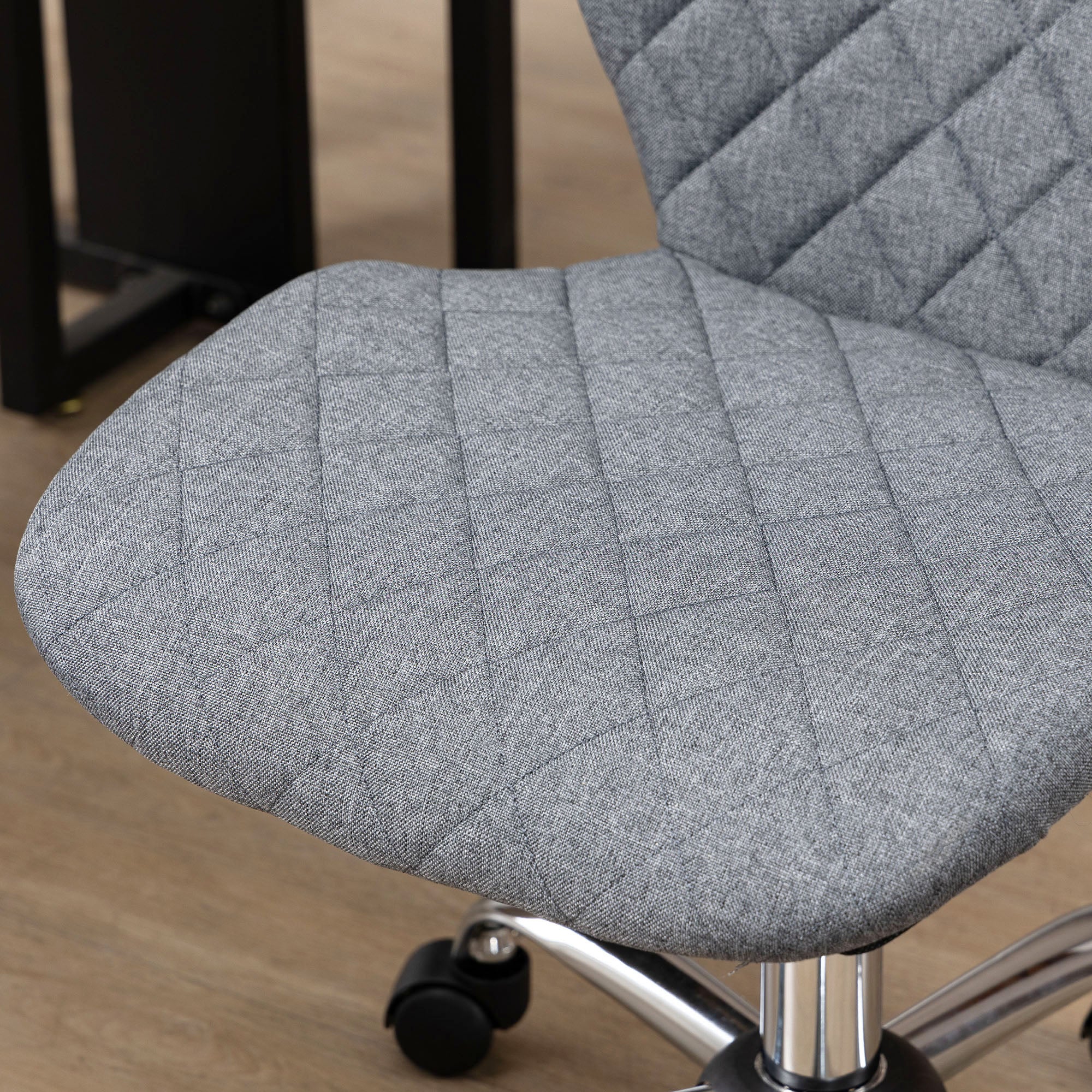 Vinsetto Armless Office Chair Adjustable Computer Chair Swivel Chair with Rolling Wheels and Linen Fabric Back Support for Home Office Students Study Grey - North Peak Garden Furniture