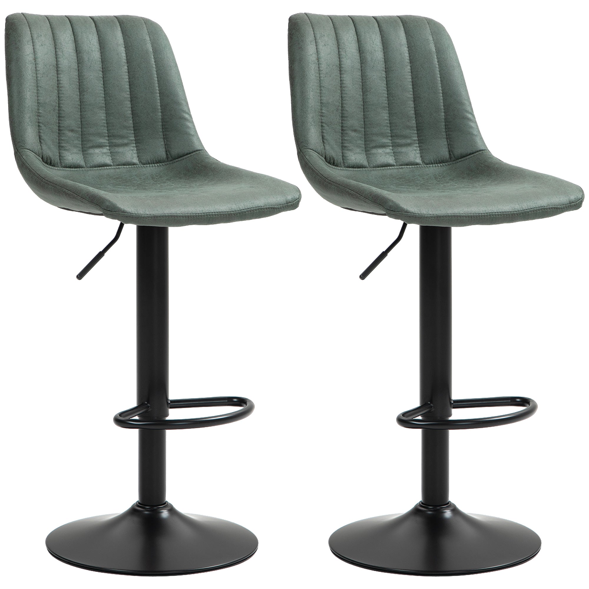 HOMCOM Set of Two Retro Tub Bar Stools - Green - North Peak Garden Furniture