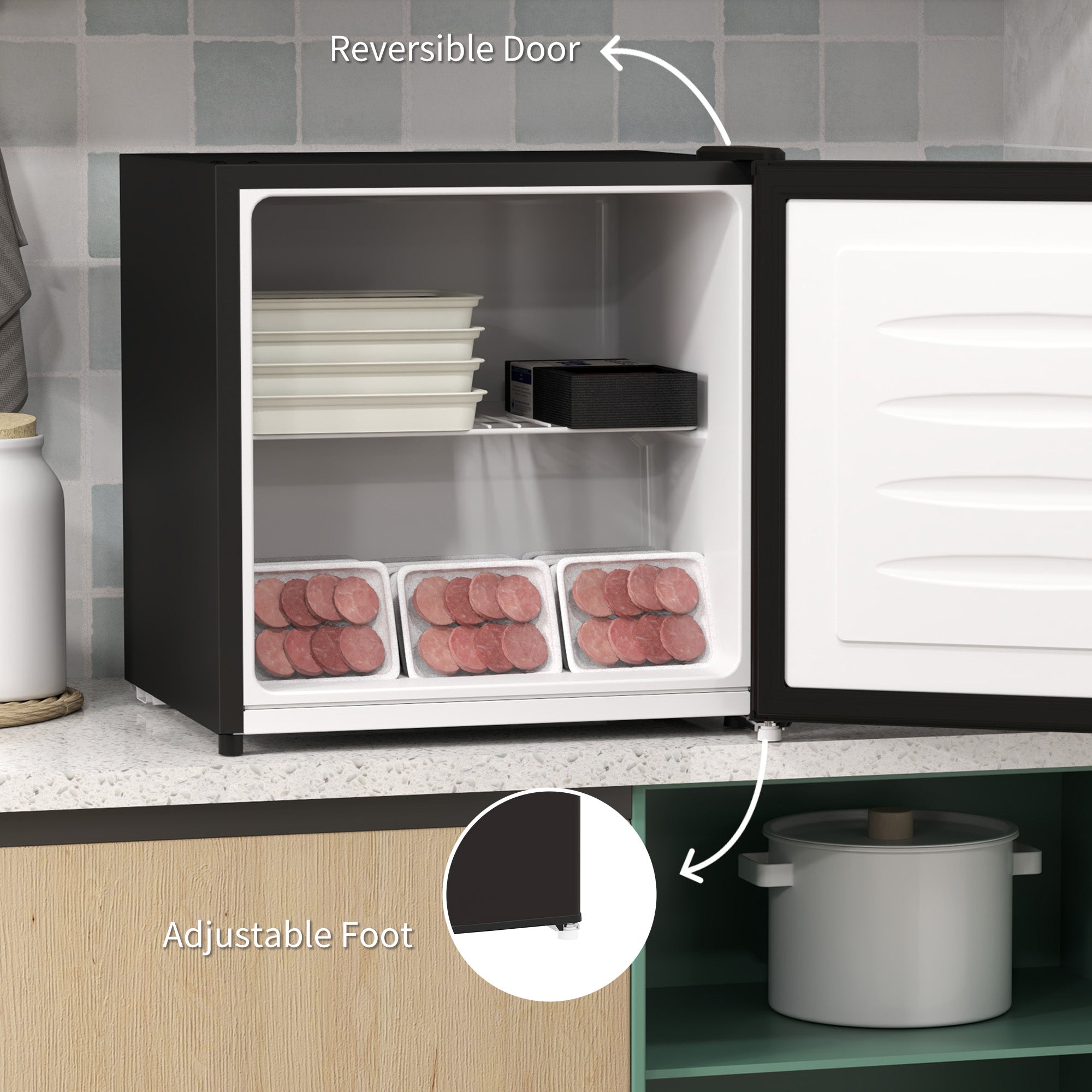 HOMCOM 35L Mini Freezer, -24℃ to -14℃ Temperature - Black - North Peak Garden Furniture
