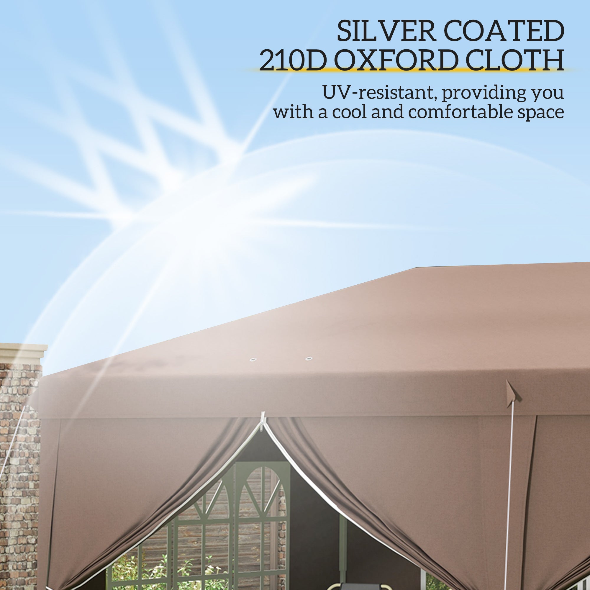 Outsunny 3 x 6 m Pop Up Gazebo with Sides and Windows, Height Adjustable Party Tent with Storage Bag for Garden, Camping, Event, Brown - North Peak Garden Furniture