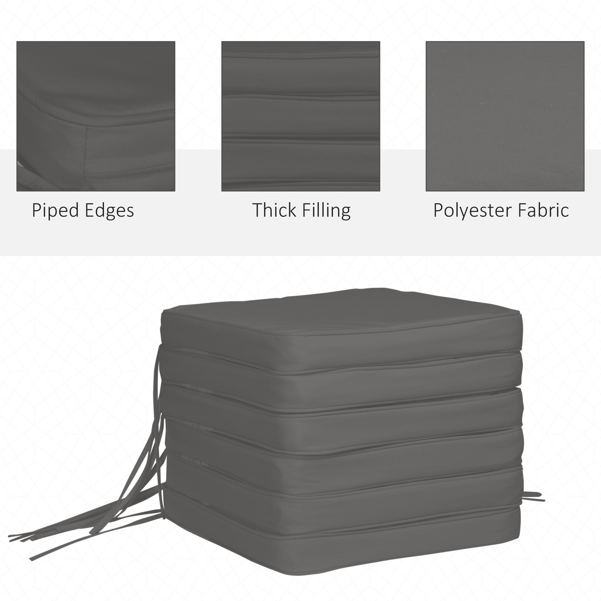 Outsunny Set of 6 Pcs Chair Cushion, 42Lx42Wx5T cm-Grey - North Peak Garden Furniture