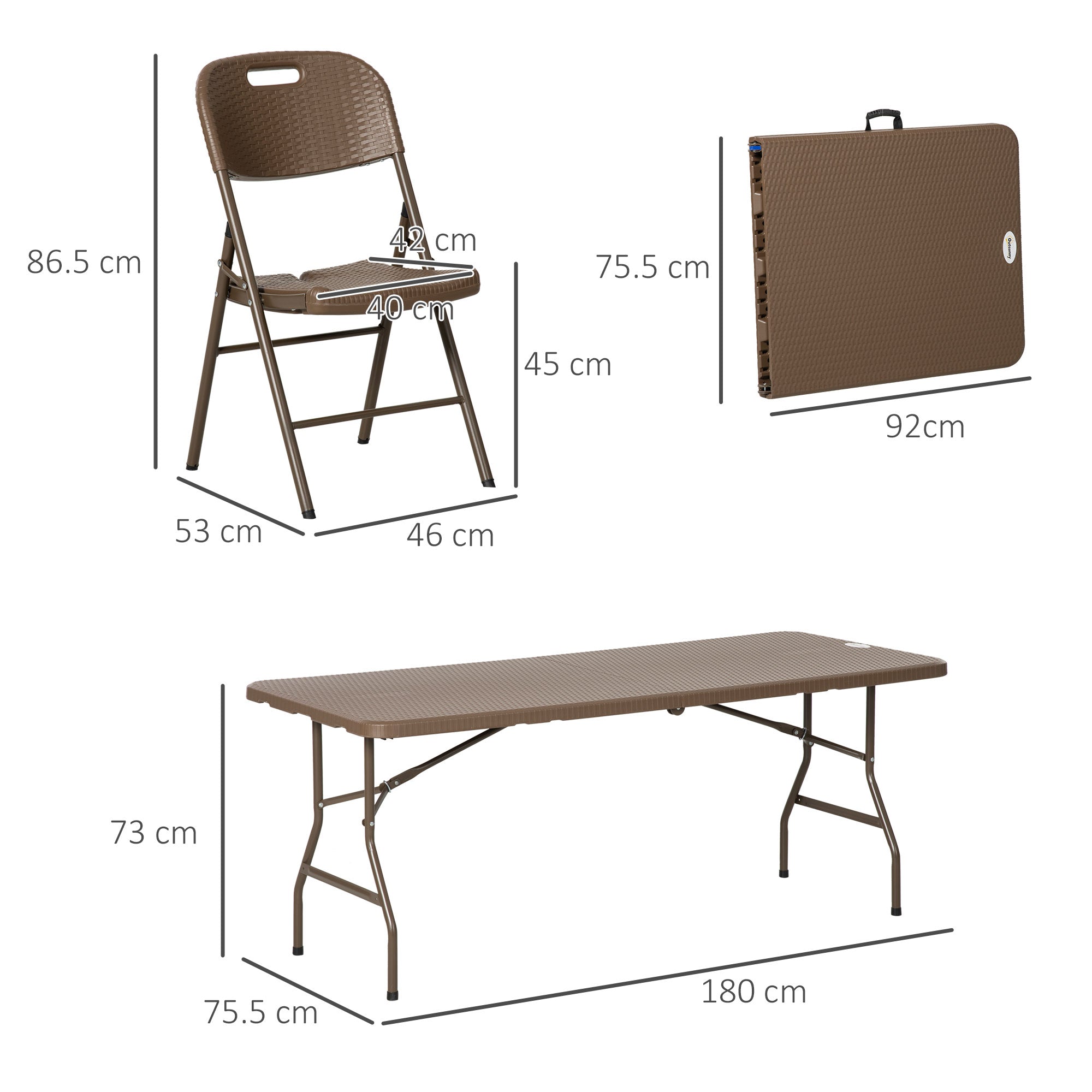 Outsunny 6 Seater Rattan Dining Set, HDPE Molding Rattan Garden Furniture Set, Outdoor Dining Table and Chairs with 6 Armchairs, Rectangular Plastic Top Table for Patio, Balcony, Dark Brown - North Peak Garden Furniture