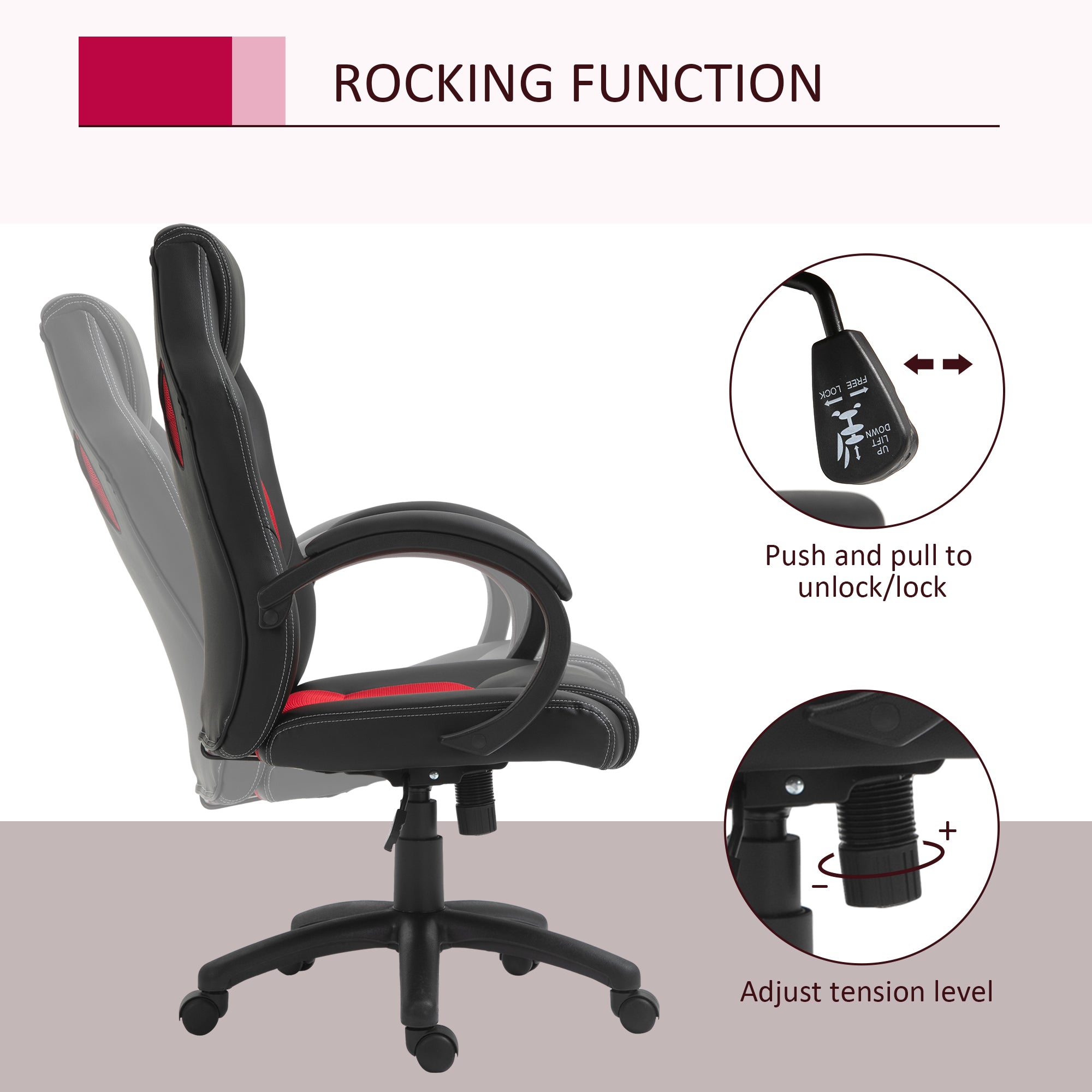 Vinsetto High-Back Office Chair Faux Leather Swivel Computer Desk Chair for Home Office with Wheels Armrests Black - North Peak Garden Furniture