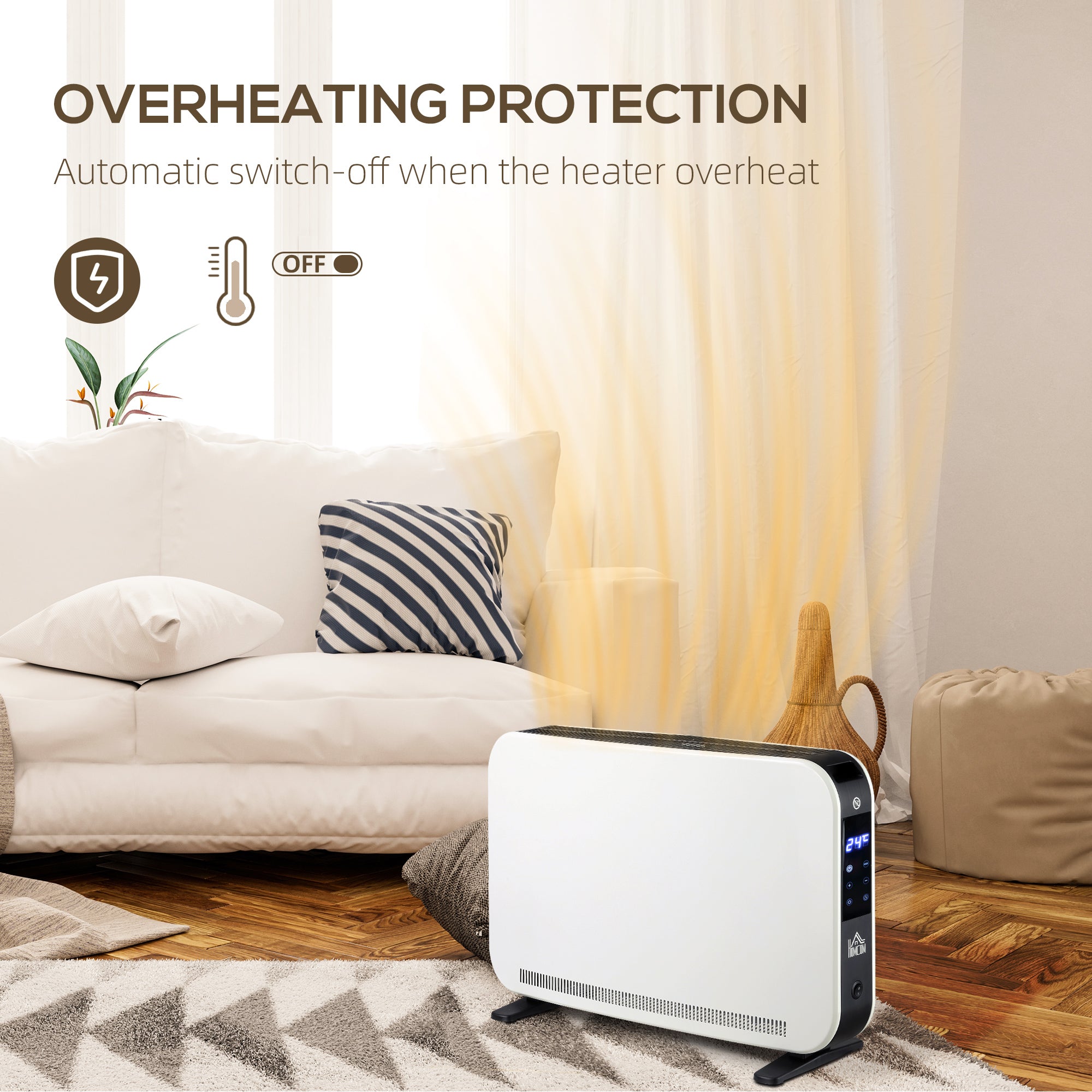 HOMCOM Three-Mode Modern Slimline Heater, 7-35℃ Temperature