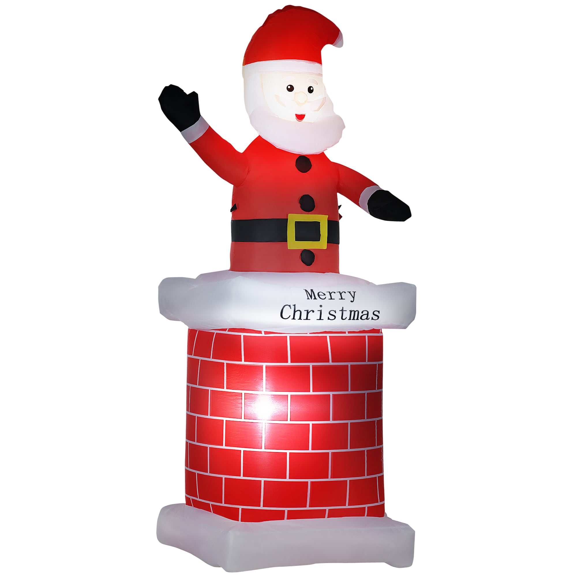 HOMCOM 7ft Christmas Inflatable Santa Claus from Chimney, Blow-Up Outdoor LED Garden Display for Lawn, Party - North Peak Garden Furniture
