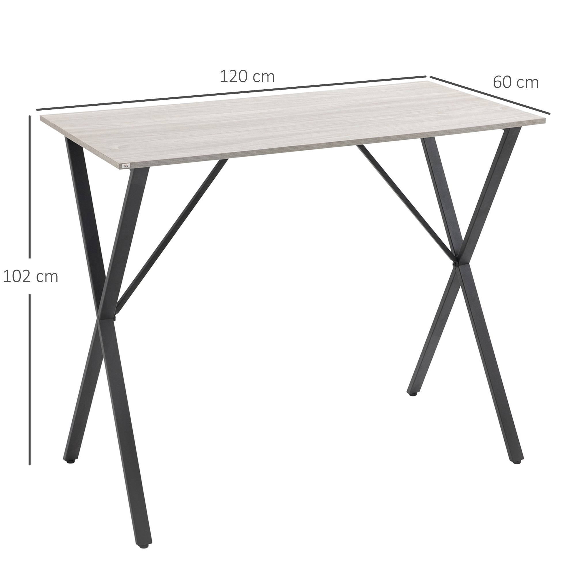 HOMCOM 120 cm Rectangular Bar Table for 4 People, Modern Kitchen Table with Wood Effect Tabletop, Steel Legs, for Living Room, Home Bar, White