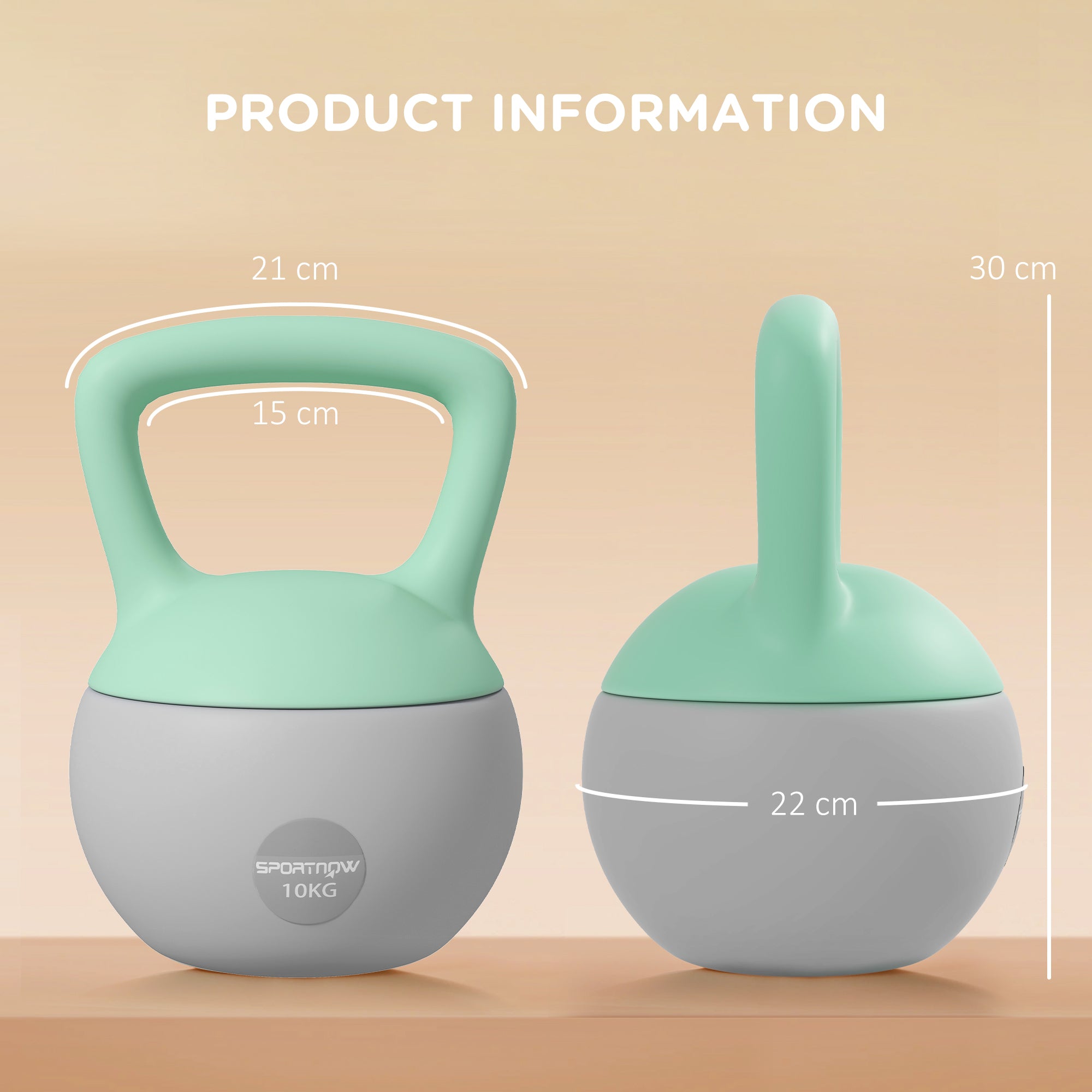 SPORTNOW 10KG Kettlebell, Soft Kettle Bell with Non-Slip Handle for Home Gym Weight Lifting and Strength Training - North Peak Garden Furniture