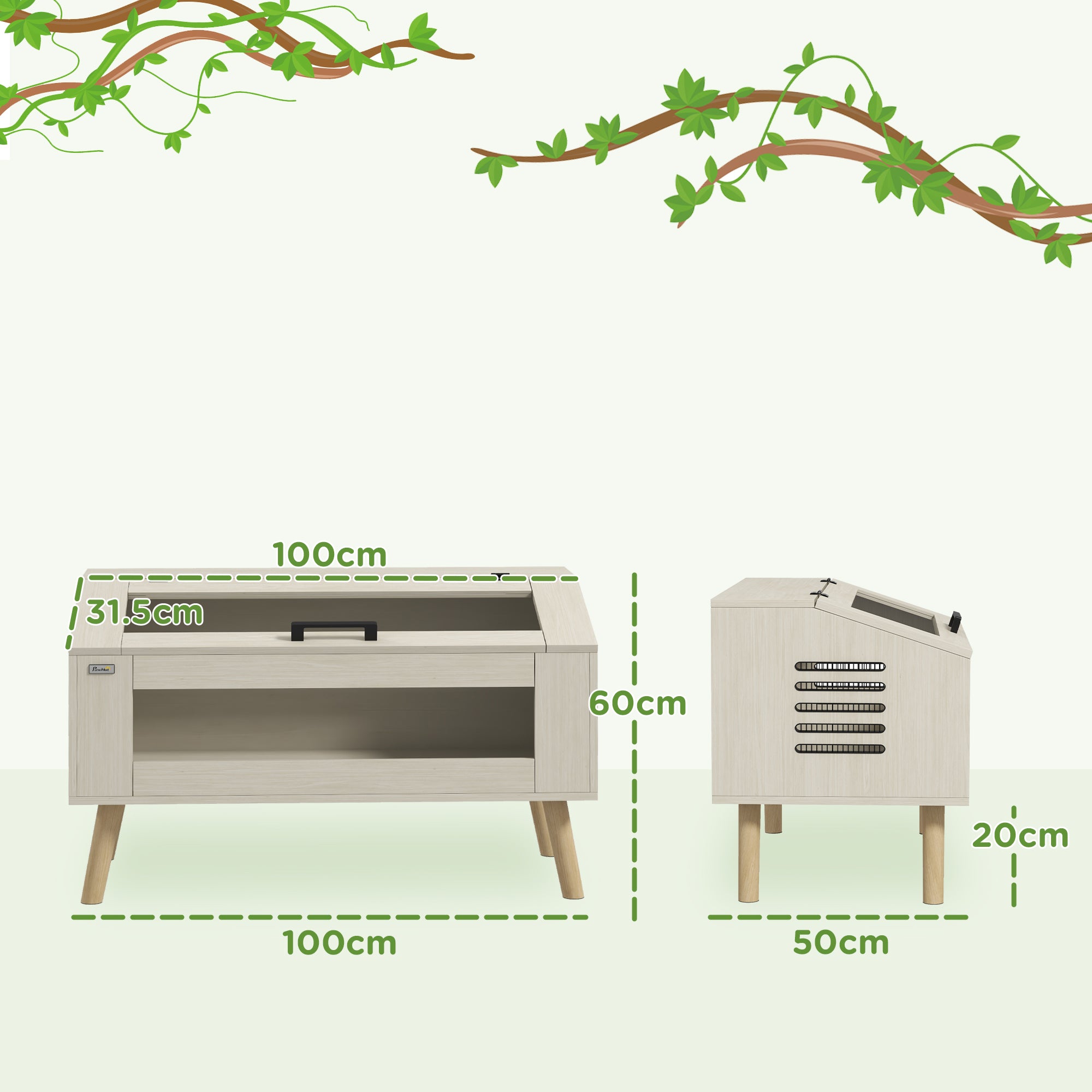 PawHut 140L Vivarium for Snakes, Lizards, Horned Frogs, Chameleons, Hamsters, Gerbils with Tempered Glass Windows - North Peak Garden Furniture
