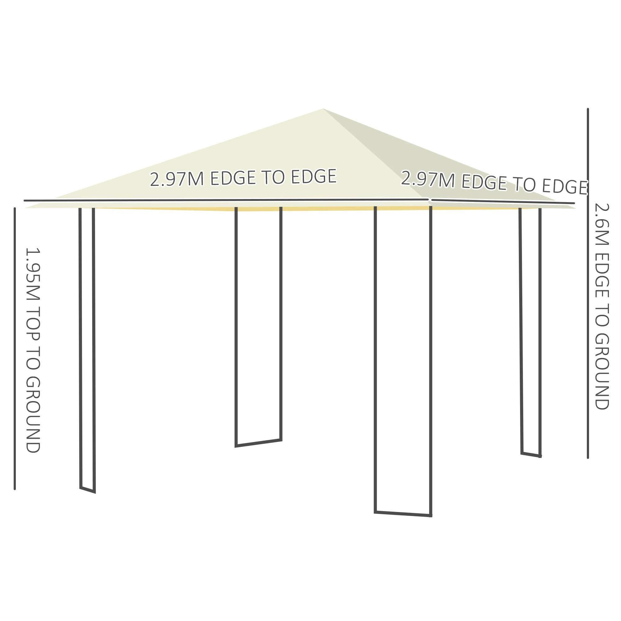 Outsunny 3 x 3 Meters Patio Garden Metal Gazebo Marquee Steel Frame with Canopy Awning Tent Water Resistant Cream - North Peak Garden Furniture