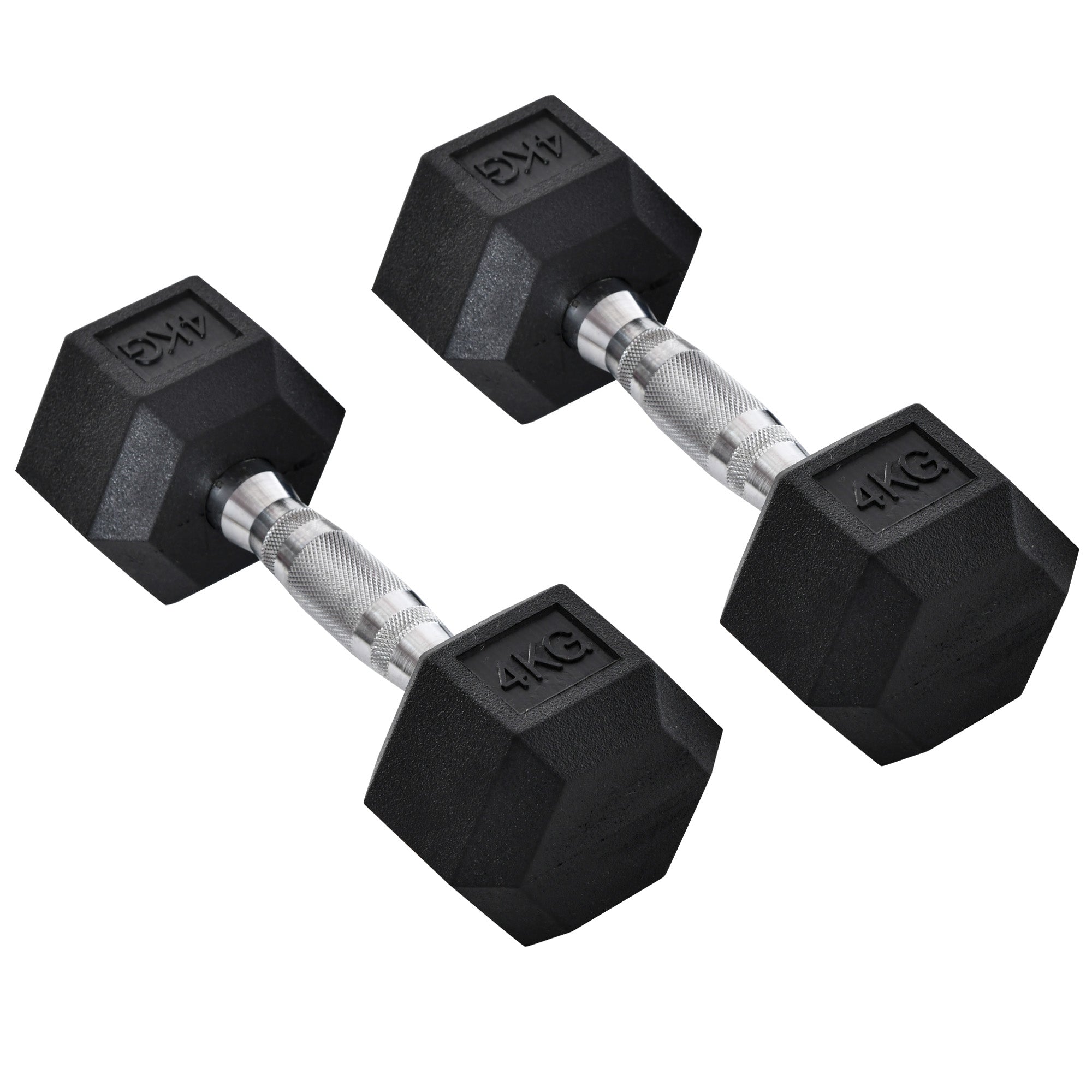 HOMCOM 2x4kg Rubber Dumbbell Sports Hex Weights Sets Home Gym Fitness Hexagonal Dumbbells Kit Weight Lifting Exercise - North Peak Garden Furniture