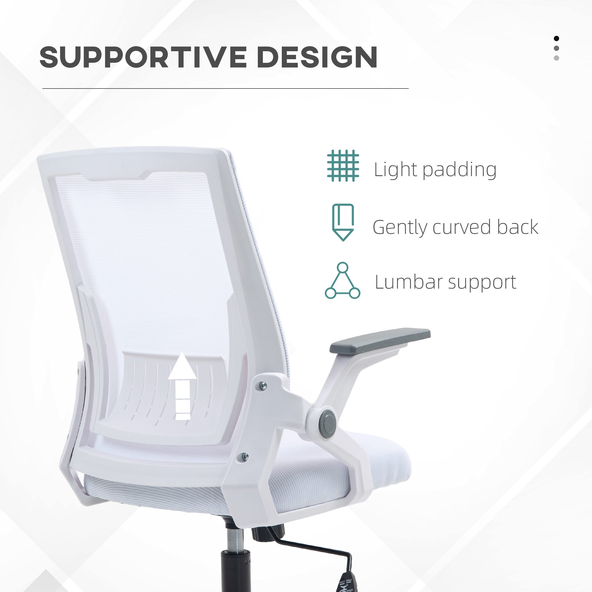 Vinsetto Office Chair, with Lumbar Support - White - North Peak Garden Furniture