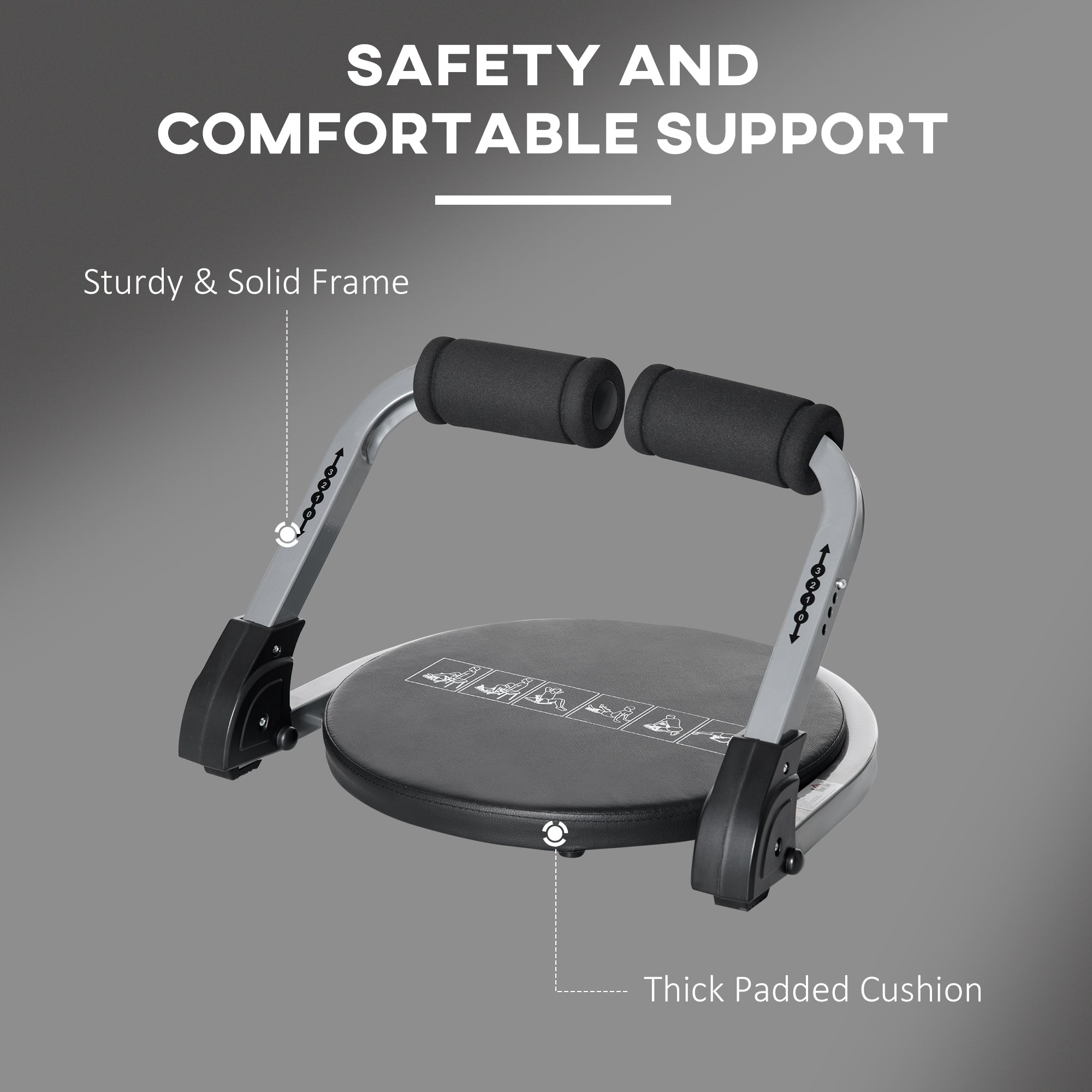 HOMCOM Abs Trainer, Ab Crunch Machine, Foldable Abdominal Trainer, Core Fitness & Whole Body Exercise Equipment for Home Gym - North Peak Garden Furniture