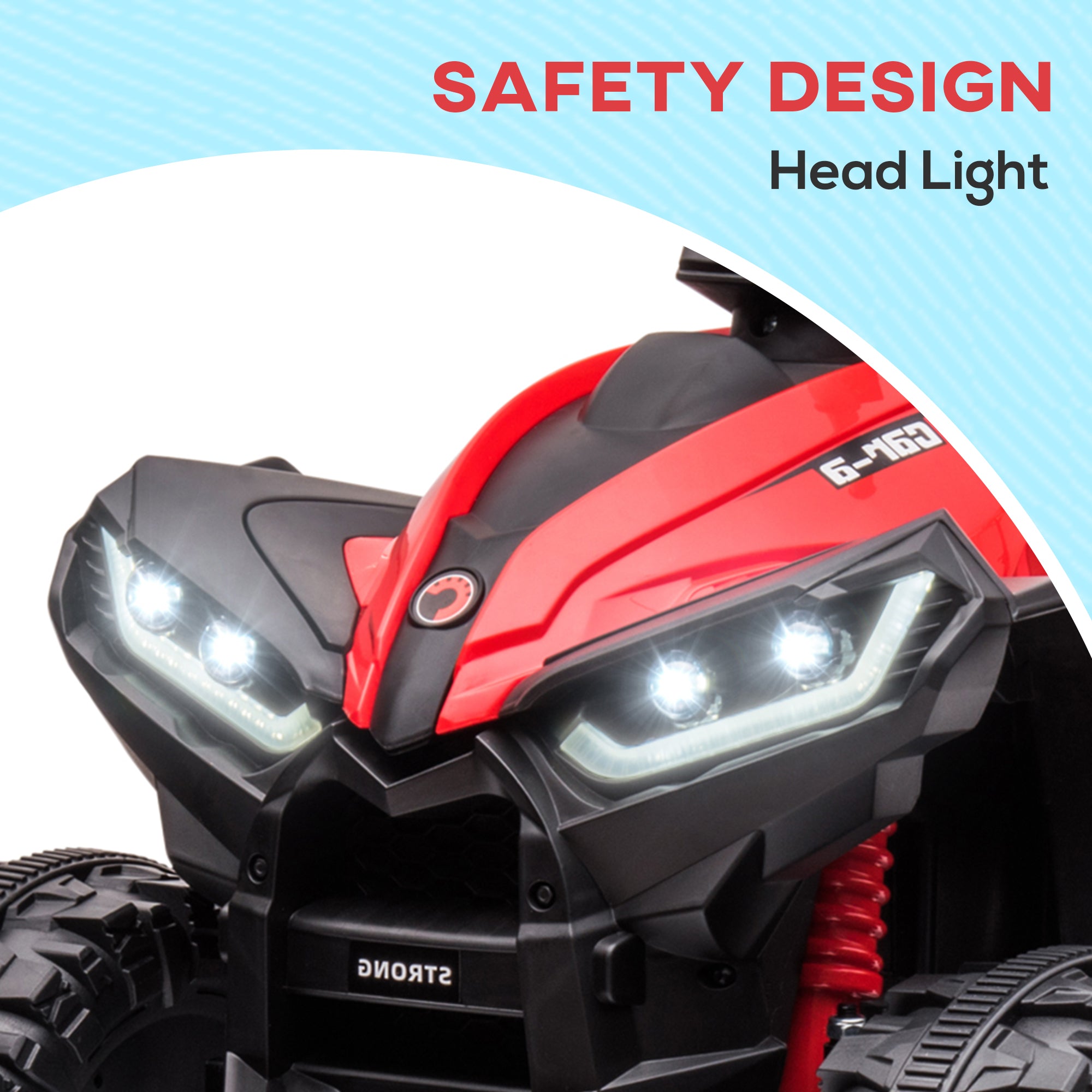 HOMCOM 12V Ride-On Quad Bike w/ Music, Horn, for Ages 3-5 Years - Red - North Peak Garden Furniture