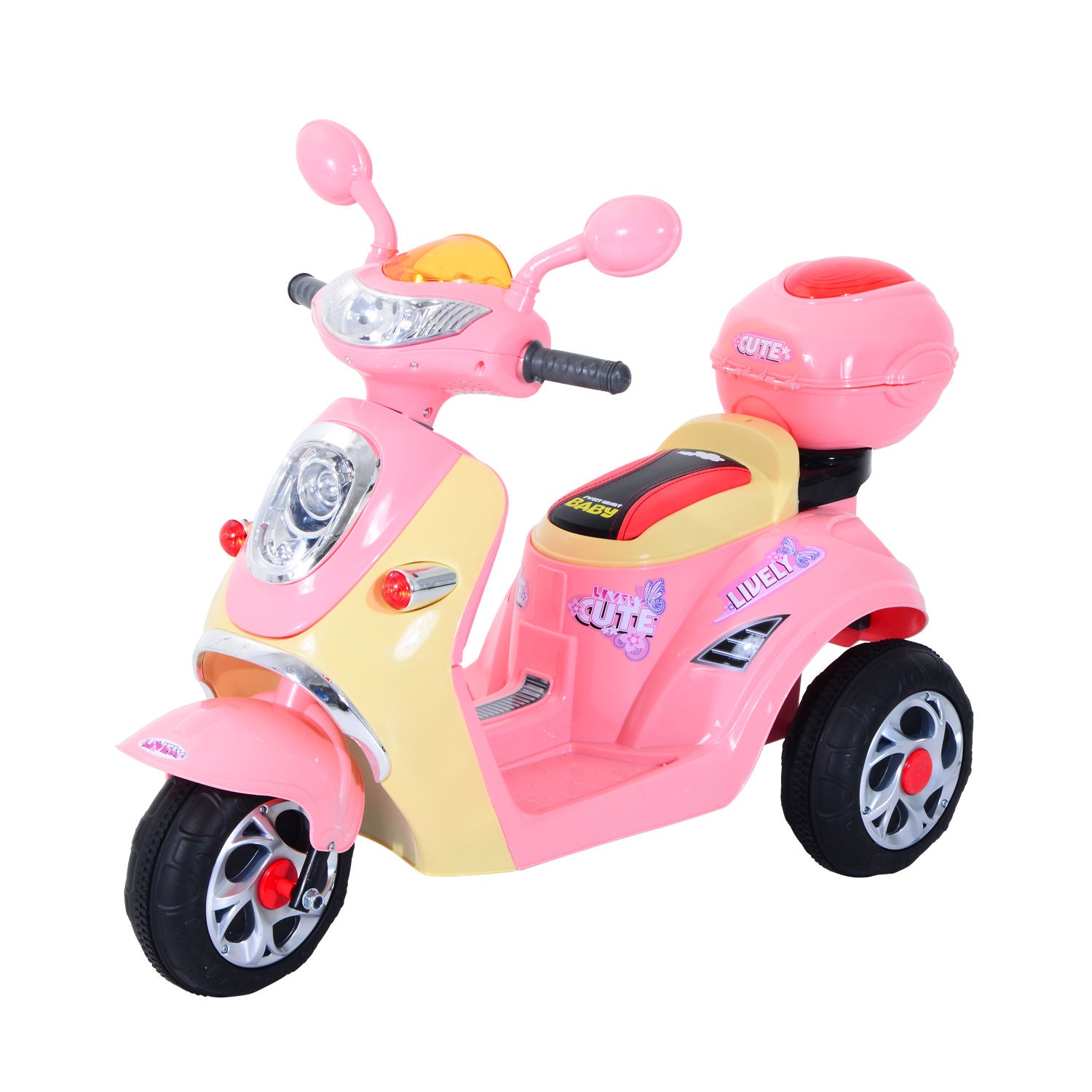 HOMCOM Kids Electric Ride On Toy Car 6V Electric Motorbike with Chargeable Battery Headlight and Music for 3-5 Years - Pink