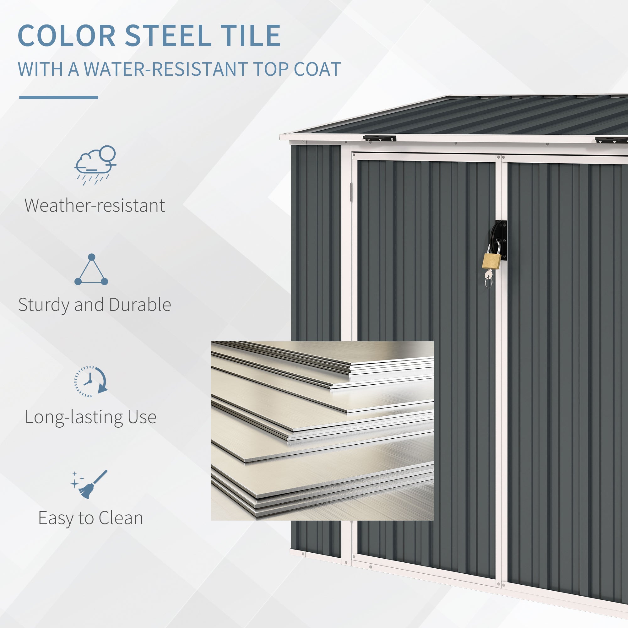 Outsunny 5ft x 3ft Garden 2-Bin Steel Storage Shed, Double Rubbish Storage Shed, Hide Dustbin w/ Locking Doors and Openable Lid - North Peak Garden Furniture