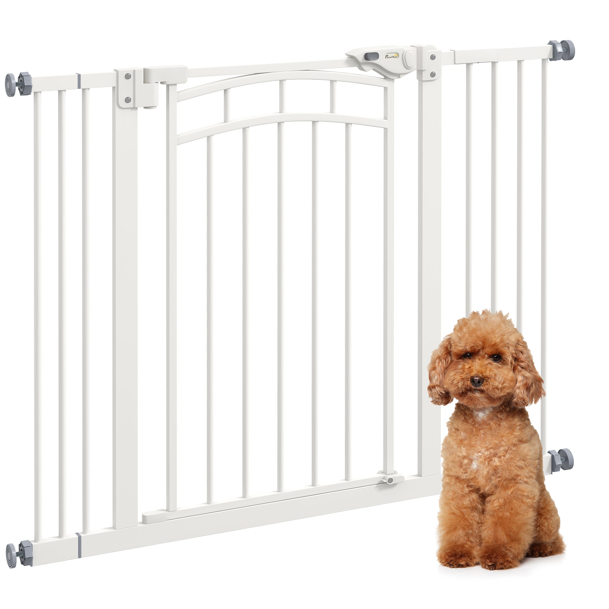PawHut Pressure Fit Stair Gate, Dog Gate w/ Auto Closing Door for Small, Medium Dog, Easy Installation, for Width 74 to 100cm - North Peak Garden Furniture