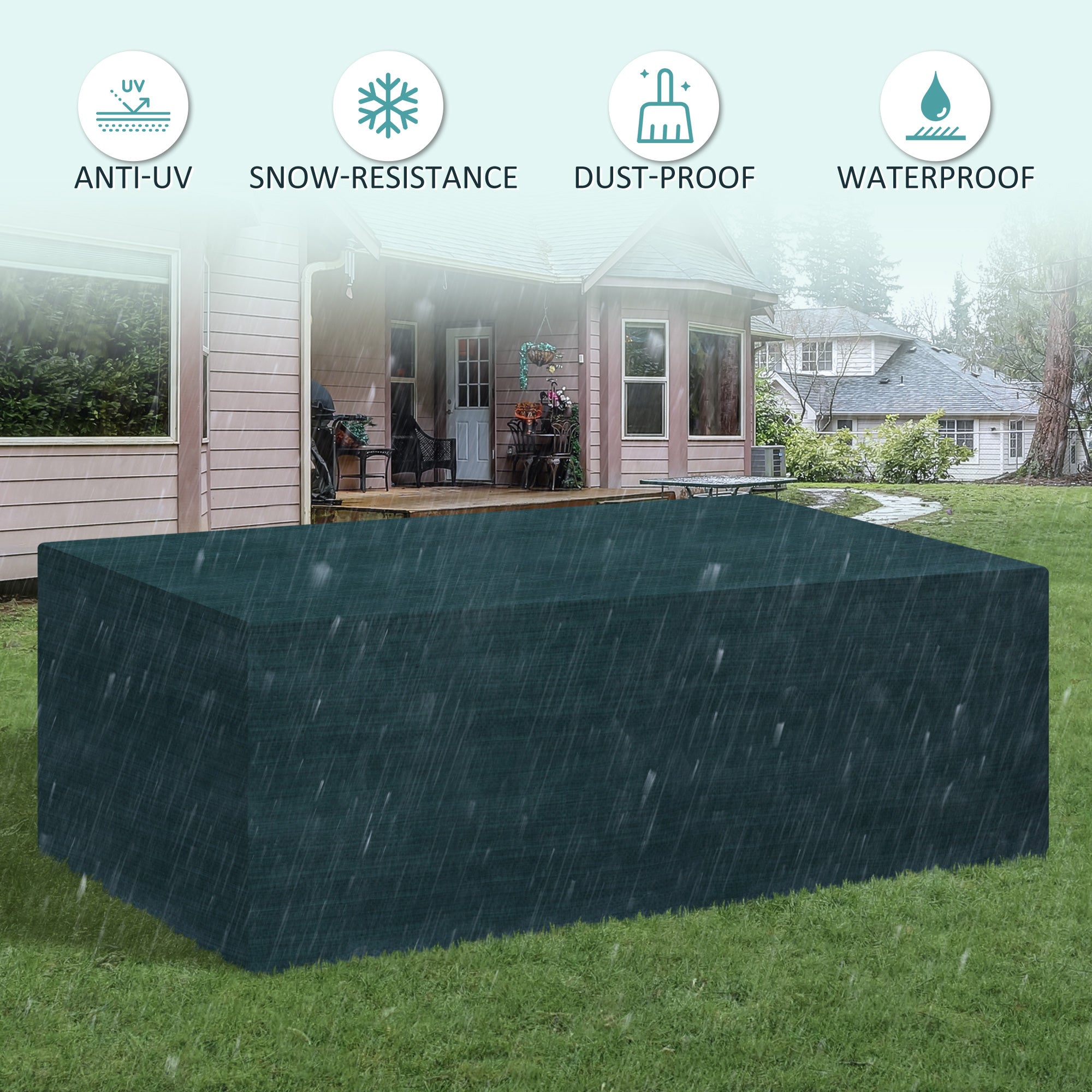 Outsunny  Large Patio Set Cover Outdoor Garden Furniture Protection Cover Protector Waterproof Anti-UV Green 235 x 190 x 90 cm