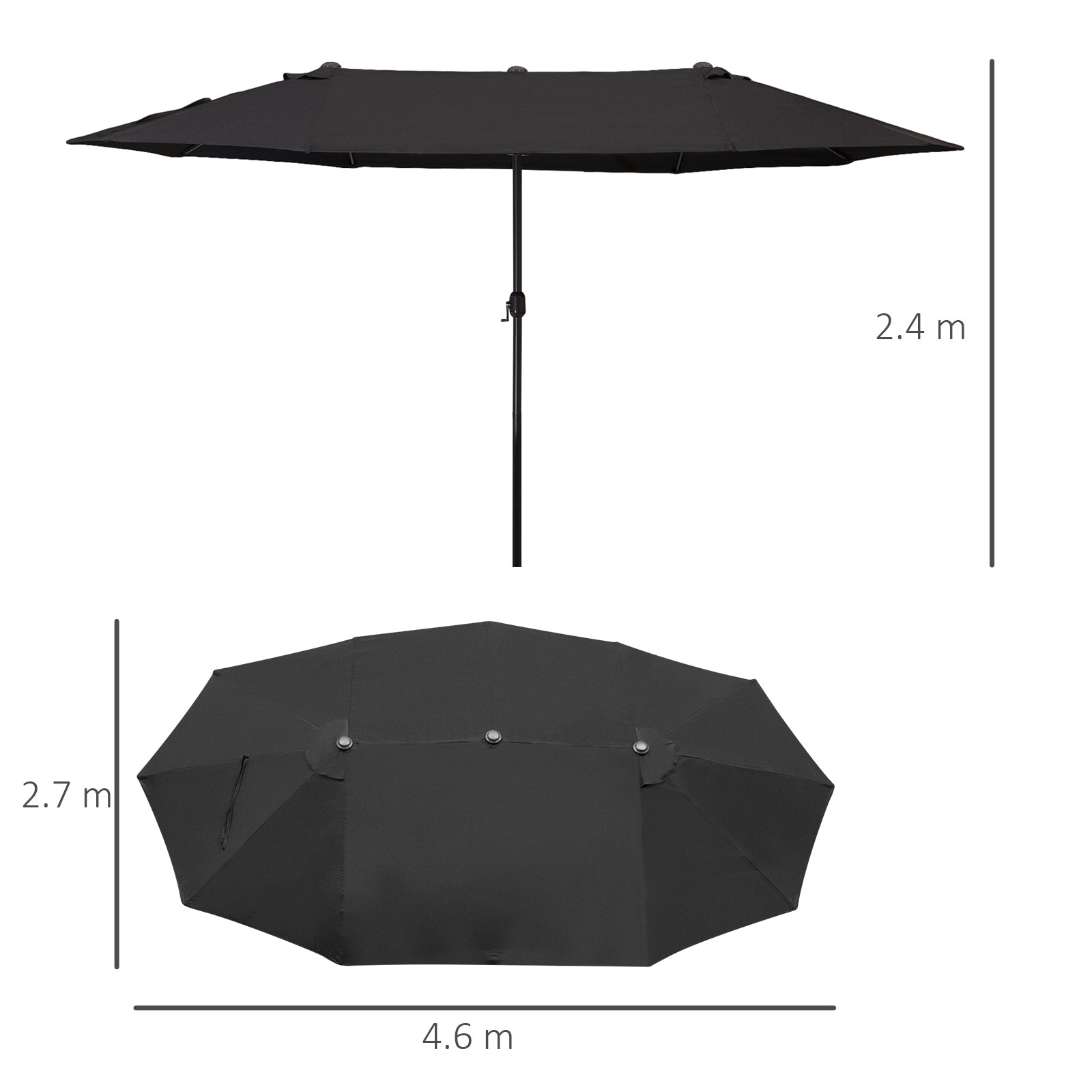 Outsunny 4.6m Canopy Parasol - Black