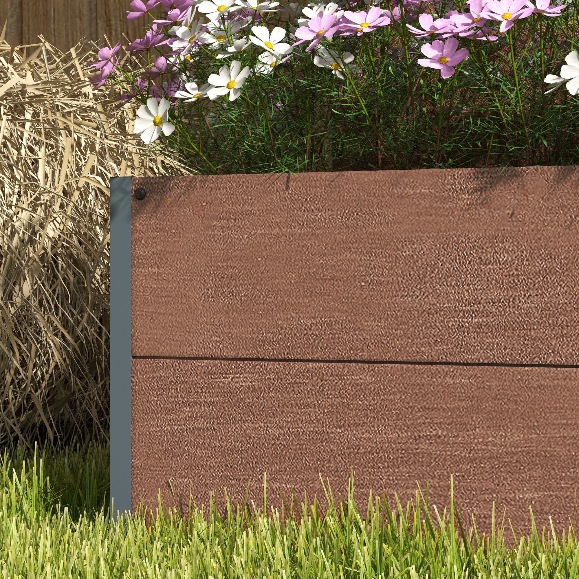 Outsunny 34 x 69.5cm Garden Planter Box, with Back Trellis - Brown - North Peak Garden Furniture