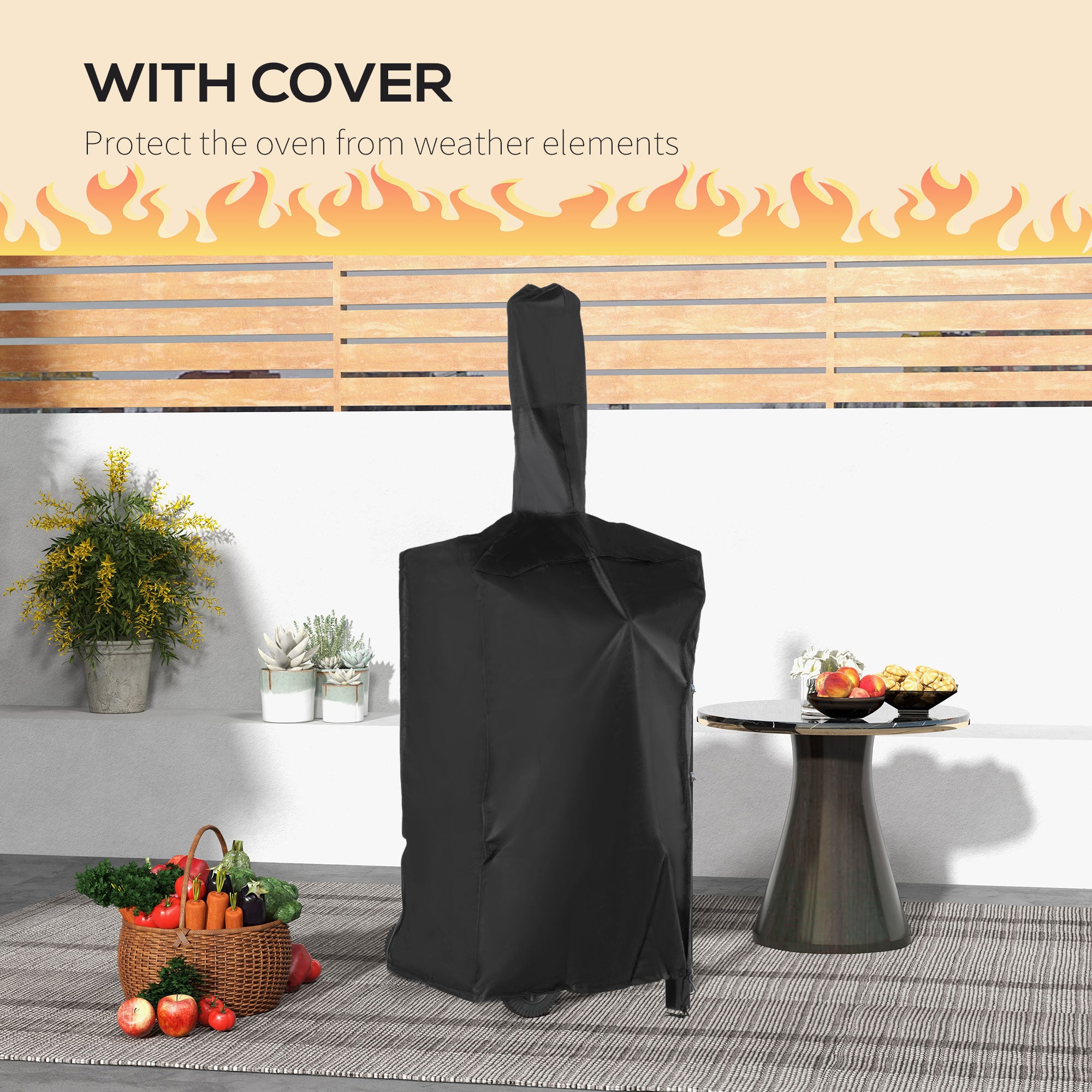 Outsunny Steel 3-Tier Outdoor Pizza Oven Charcoal BBQ Grill, Black - North Peak Garden Furniture