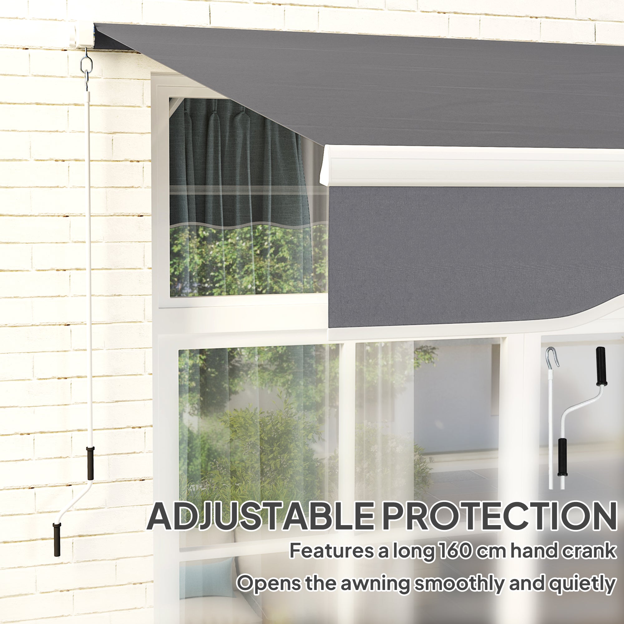 Outsunny 2 x 2.5m Manual Retractable Awning - Dark Grey - North Peak Garden Furniture
