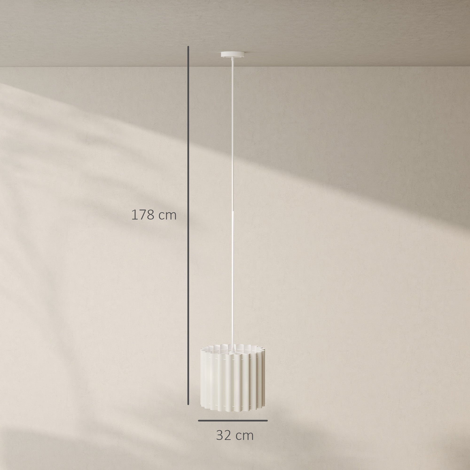 HOMCOM Linen Pendant Light, Modern Wave Ceiling Light Shade, E27 Lampshade for Living Room, Bedroom, Kitchen, Hallway, White - North Peak Garden Furniture