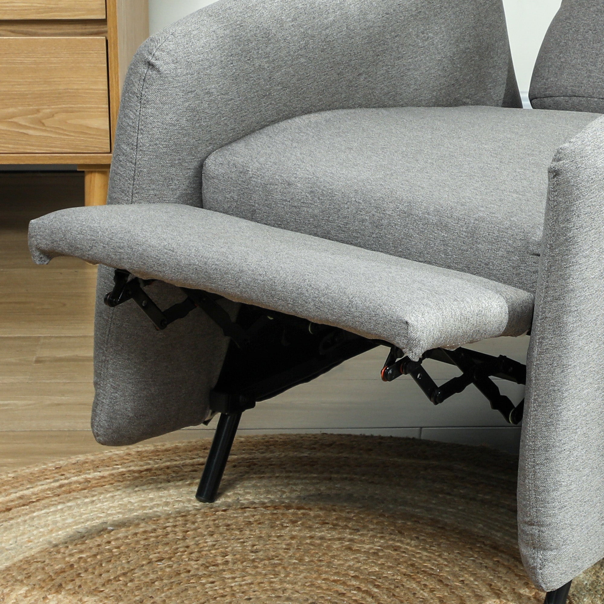 HOMCOM Push Back Recliner Armchair, Fabric High Back Reclining Chair with Adjustable Leg Rest and Pocket Spring Seat for Living Room, Bedroom, Home Office, Grey - North Peak Garden Furniture