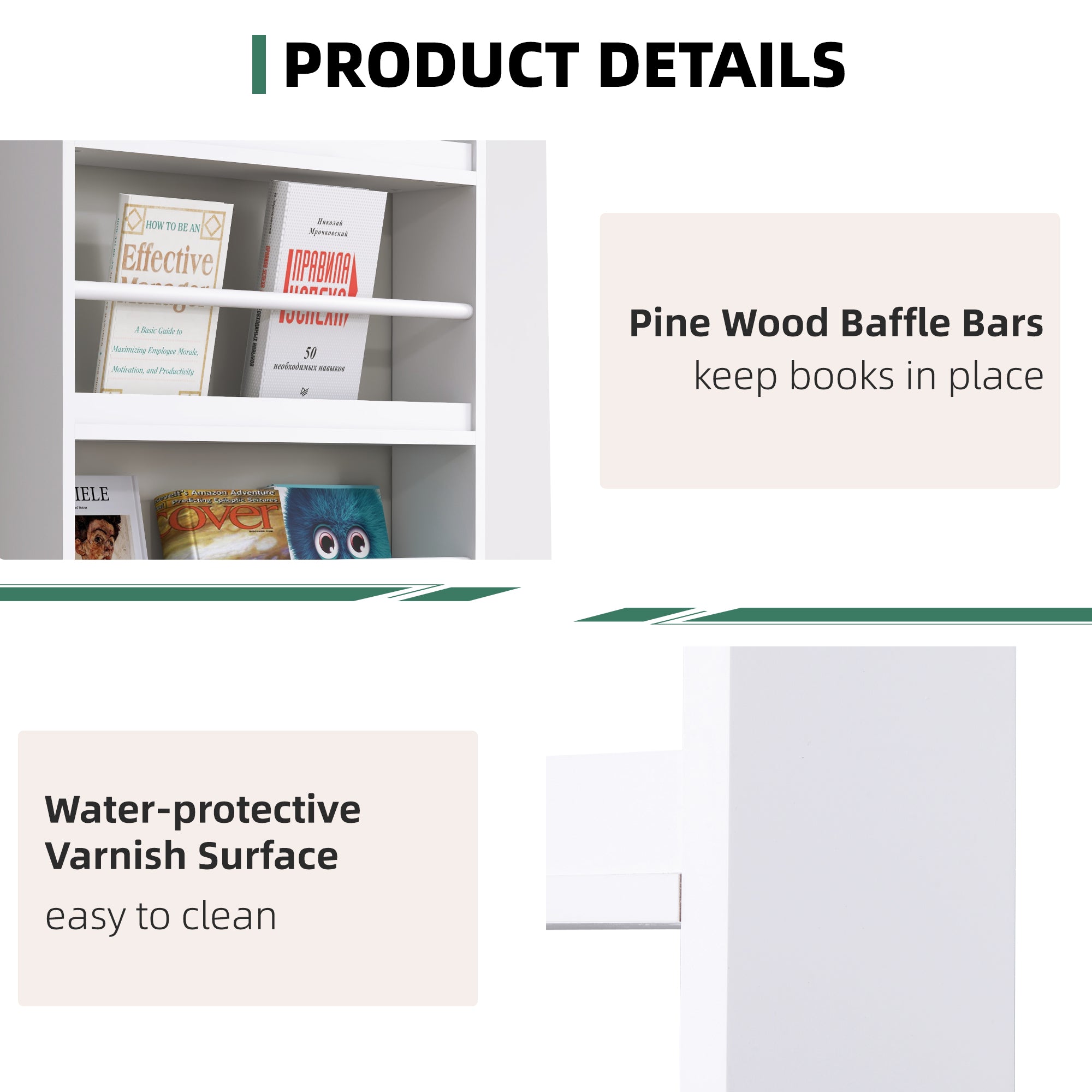 HOMCOM Wood Wall/Standing Magazine Holders Book Rack Shelf 4 Tiers Space Saving Design Water Resist Home Office Decoration - North Peak Garden Furniture