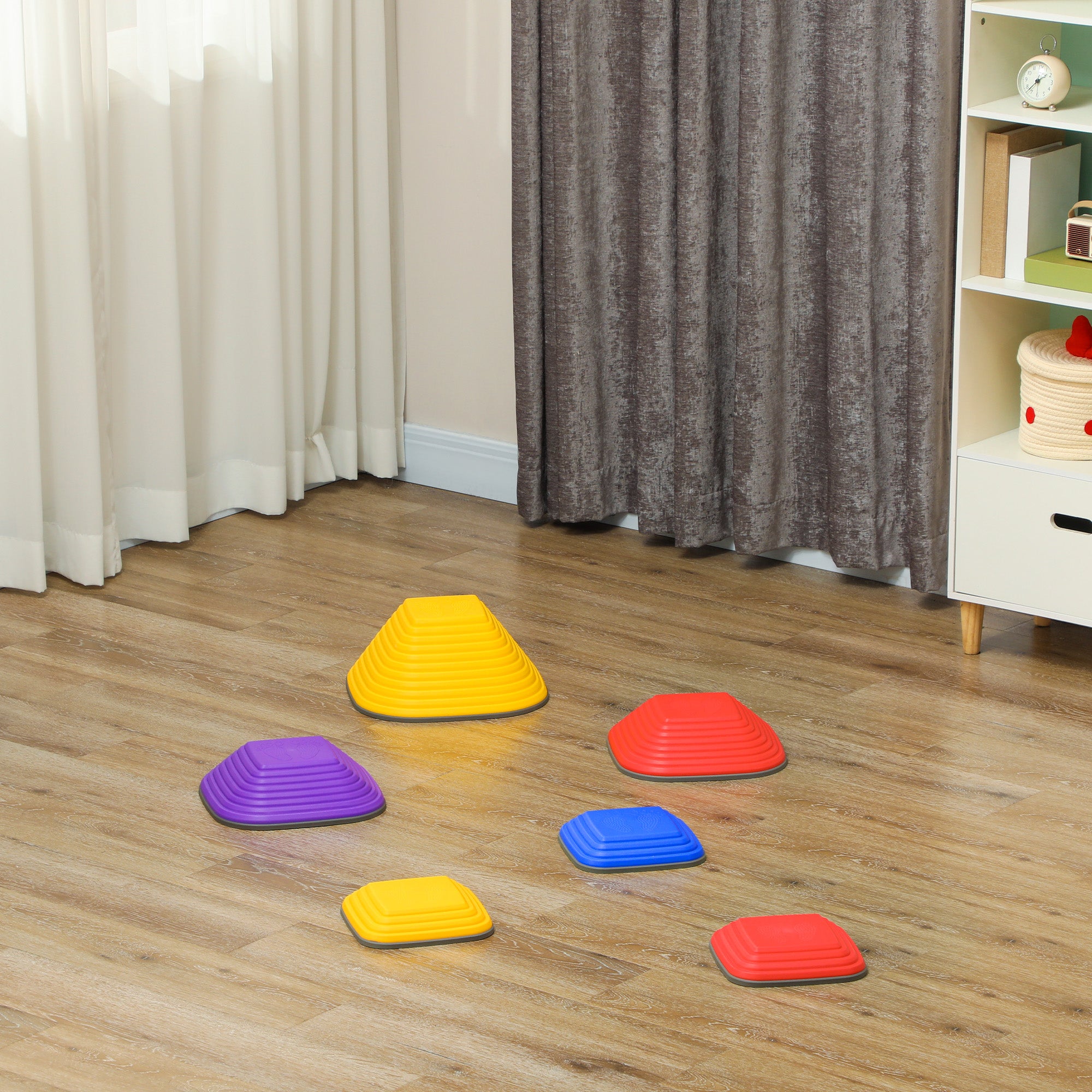 AIYAPLAY Balance Stepping Stones for Kids, 6PCs Non-Slip Stackable River Stones, Obstacle Courses for Balance & Motor Skills - North Peak Garden Furniture