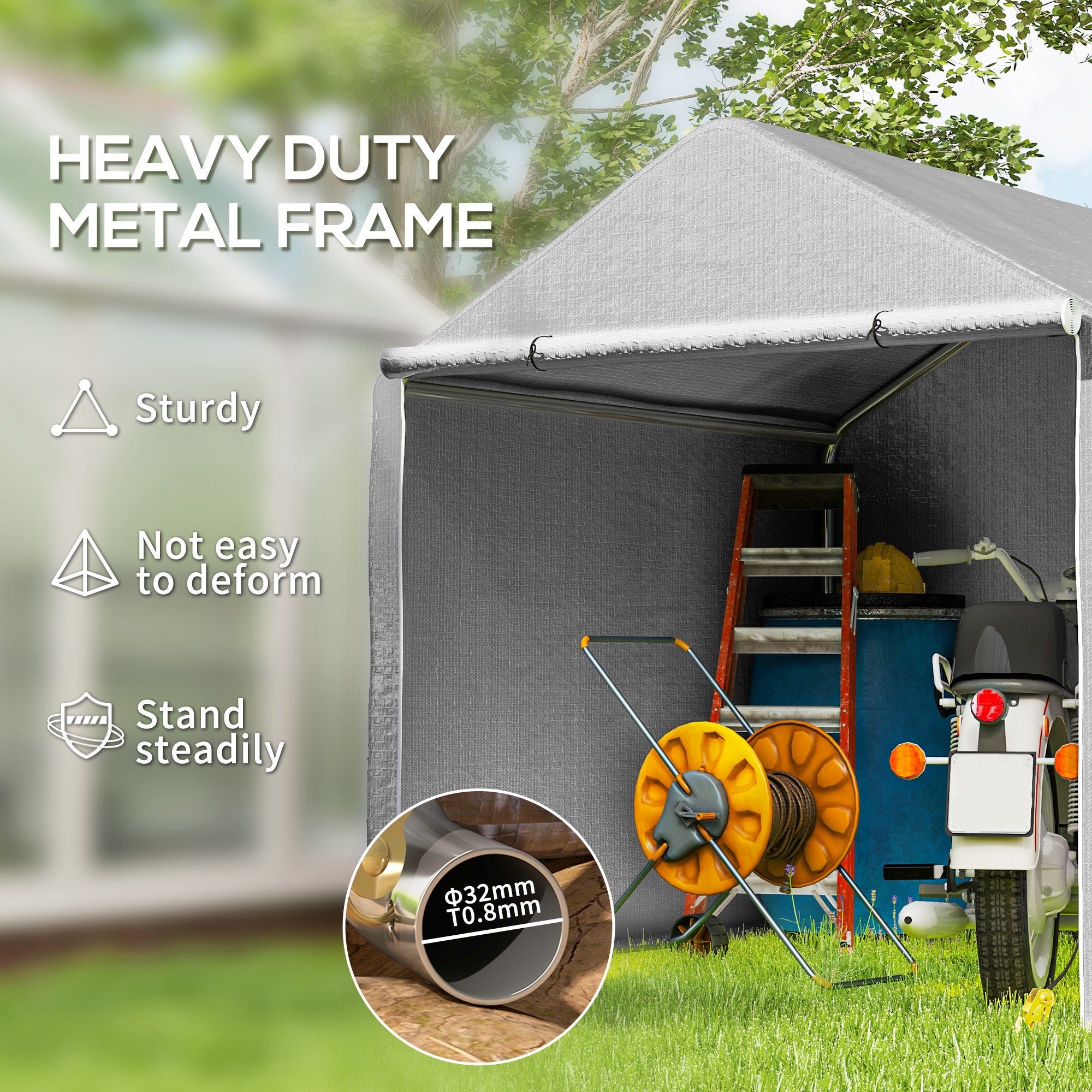 Outsunny 2 x 2m Garden Fabric Storage Tent - Grey - North Peak Garden Furniture