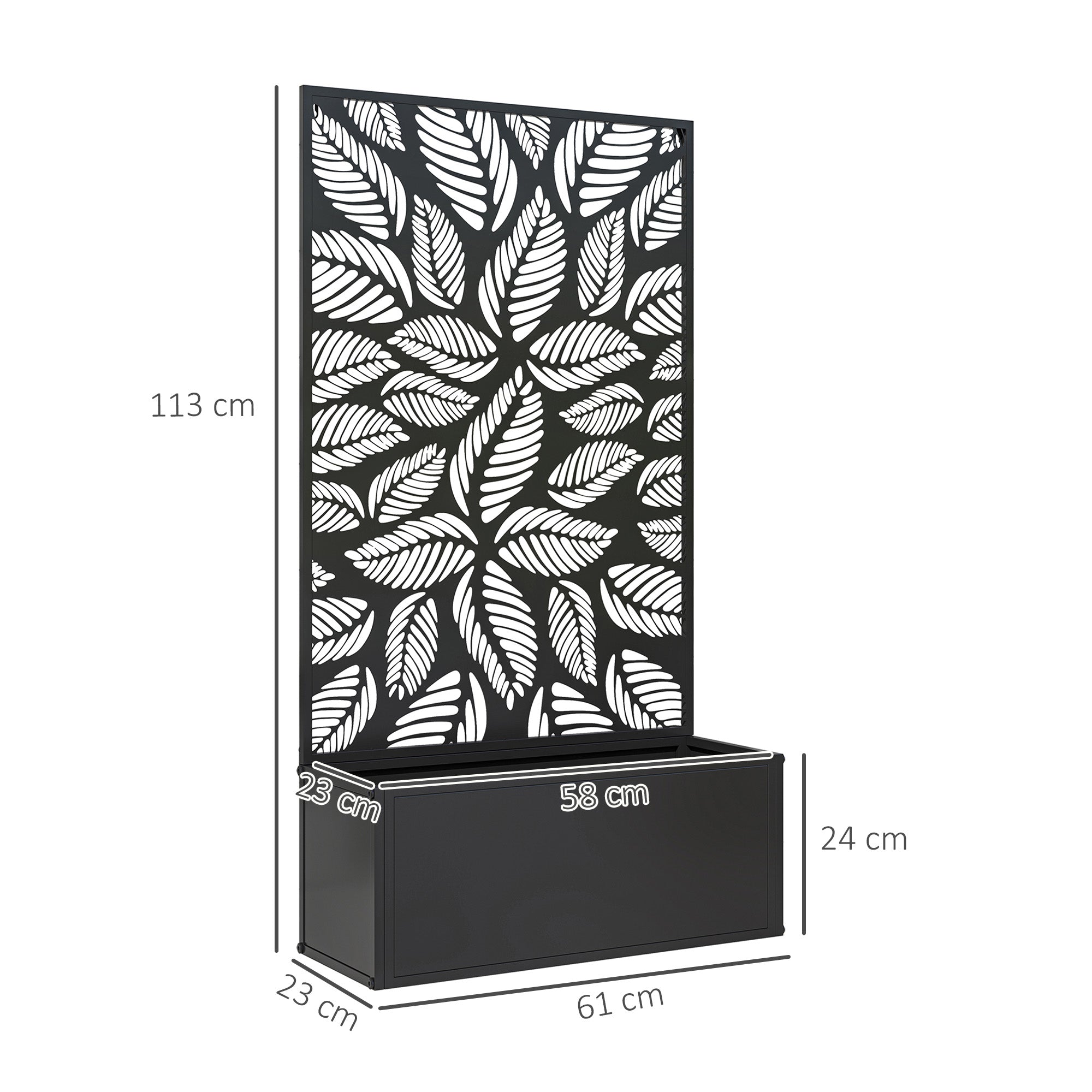 Outsunny Outdoor Metal Planter, with Back Trellis - Black - North Peak Garden Furniture