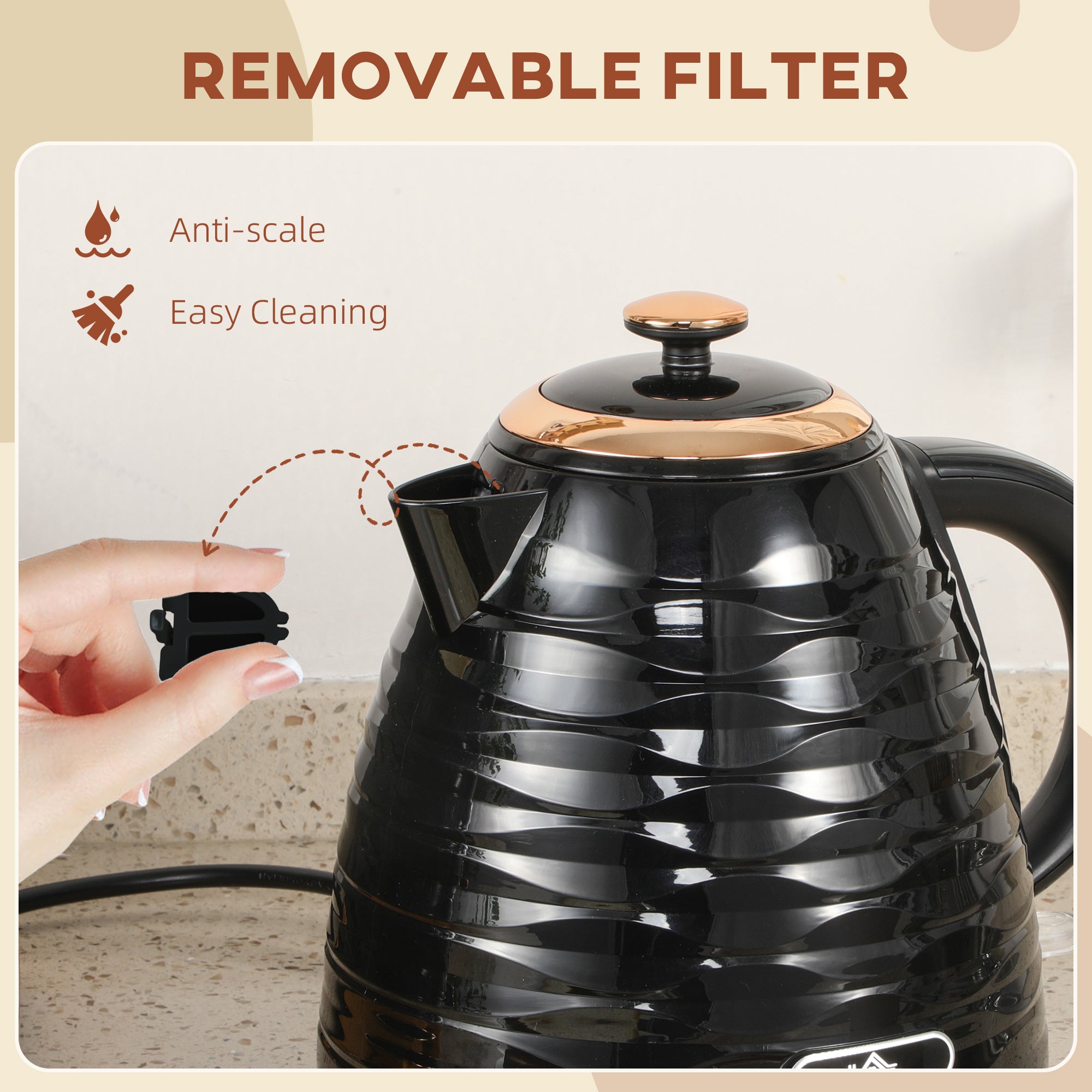 HOMCOM 3kW Rapid Boil Honeycomb Kettle - Black - North Peak Garden Furniture