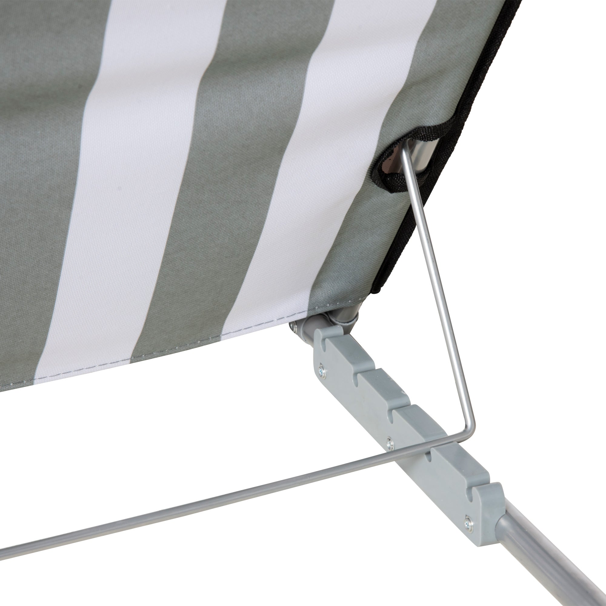 Outsunny Set of 2 Foldable Garden Beach Chair Mat Lightweight Outdoor Sun Lounger Seats Adjustable Back Metal Frame PE Fabric Head Pillow w/ Carry Bag, Light Grey - North Peak Garden Furniture