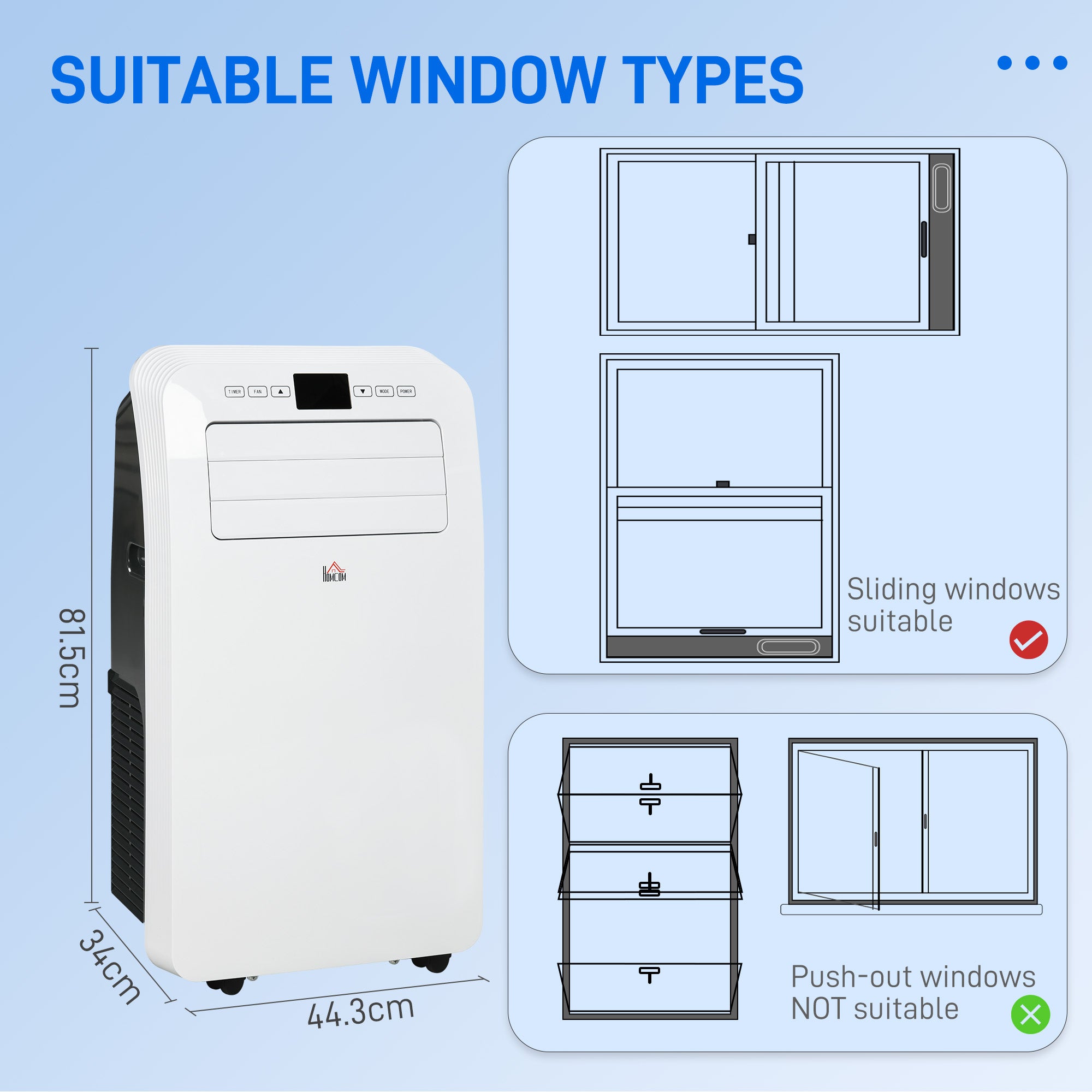 HOMCOM 12,000 BTU Three Mode Portable Air Conditioner - White