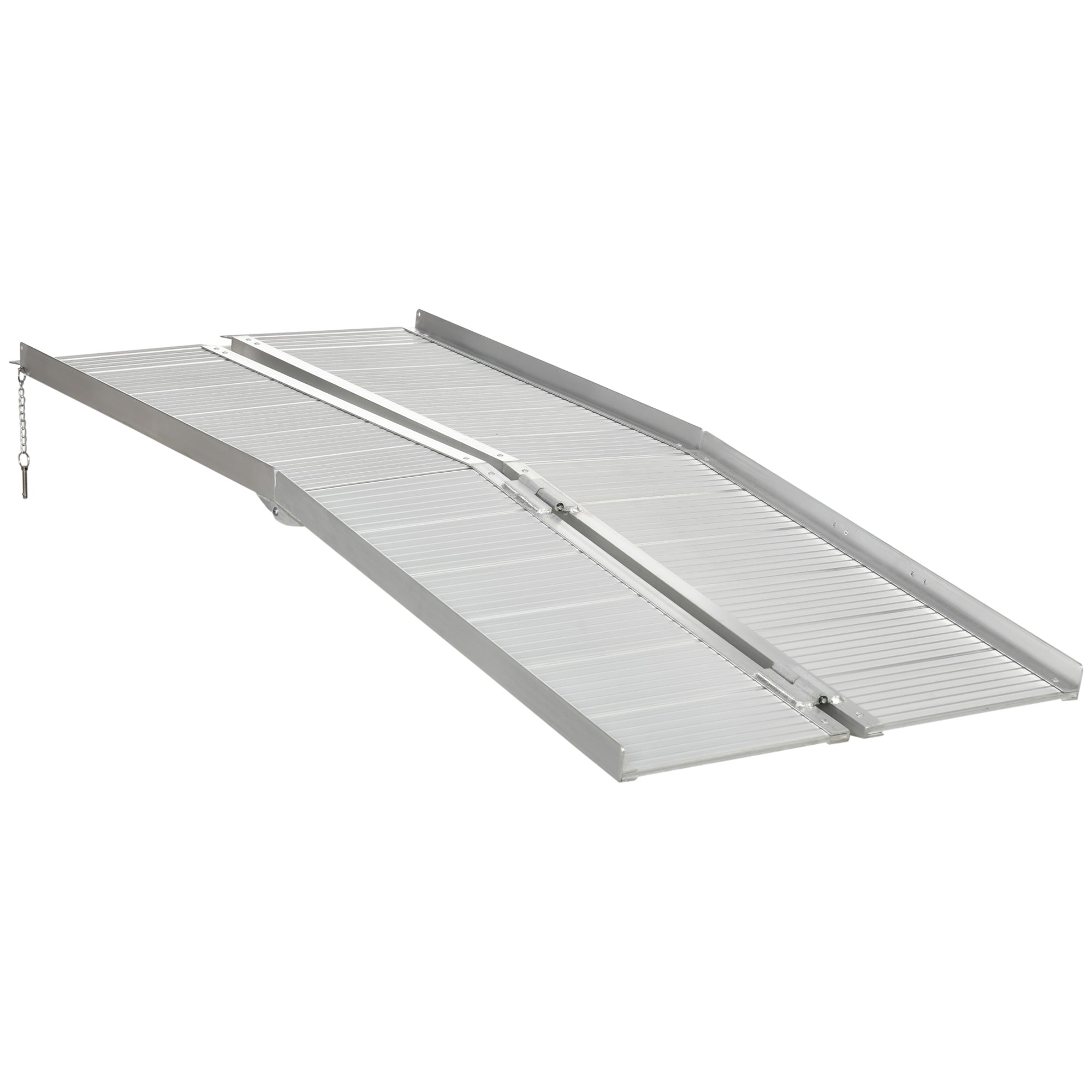 HOMCOM Textured Aluminum Folding Wheelchair Ramp, 183 x 72 cm Portable Threshold Ramp, for Scooter Steps Home Stairs Doorways - North Peak Garden Furniture
