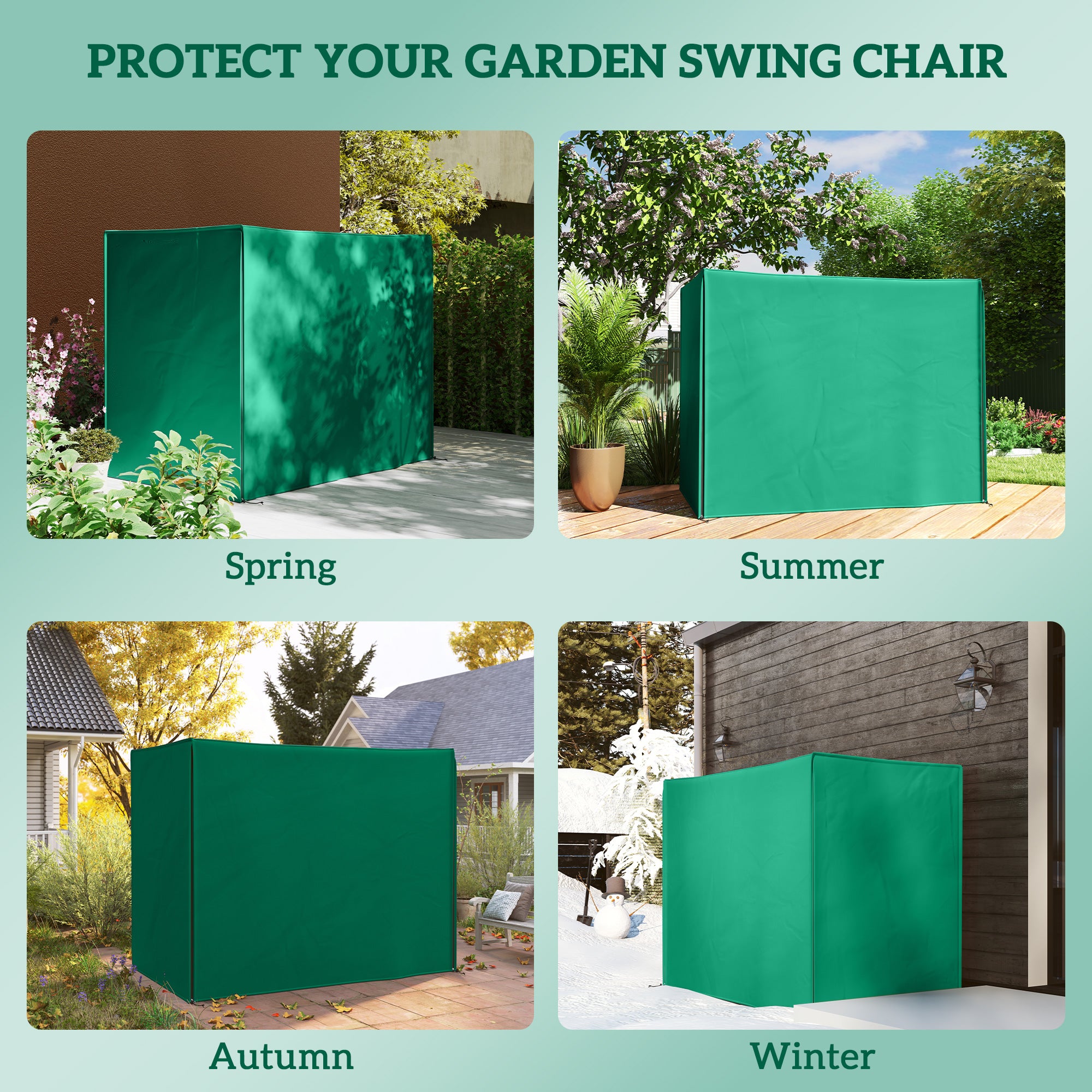 Outsunny 220 x 125cm Three-Seater Swing Chair Protective Cover - Green