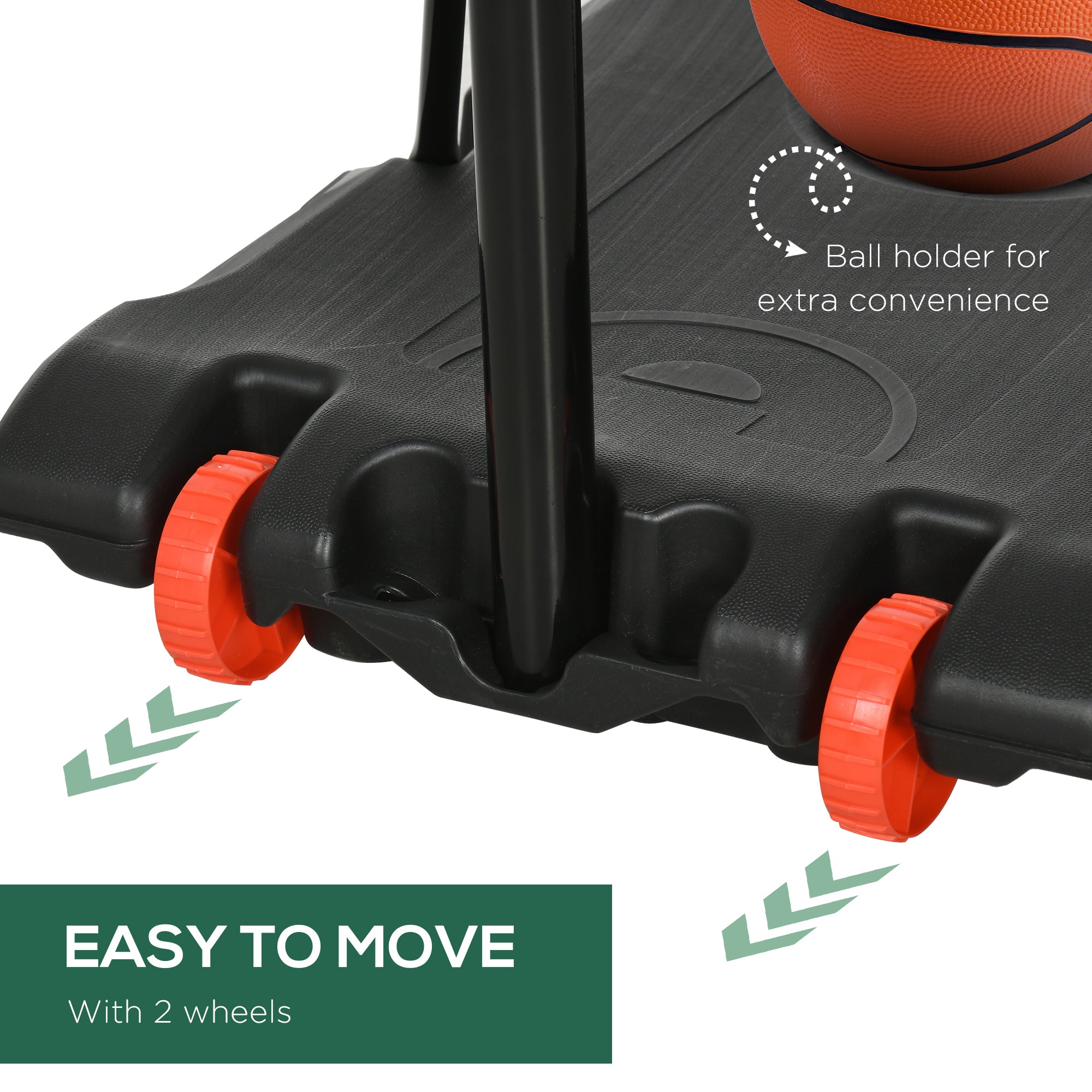 SPORTNOW Height Adjustable Basketball Hoop and Stand with Firm Backboard and Weighted Base, Portable on Wheels, Red - North Peak Garden Furniture