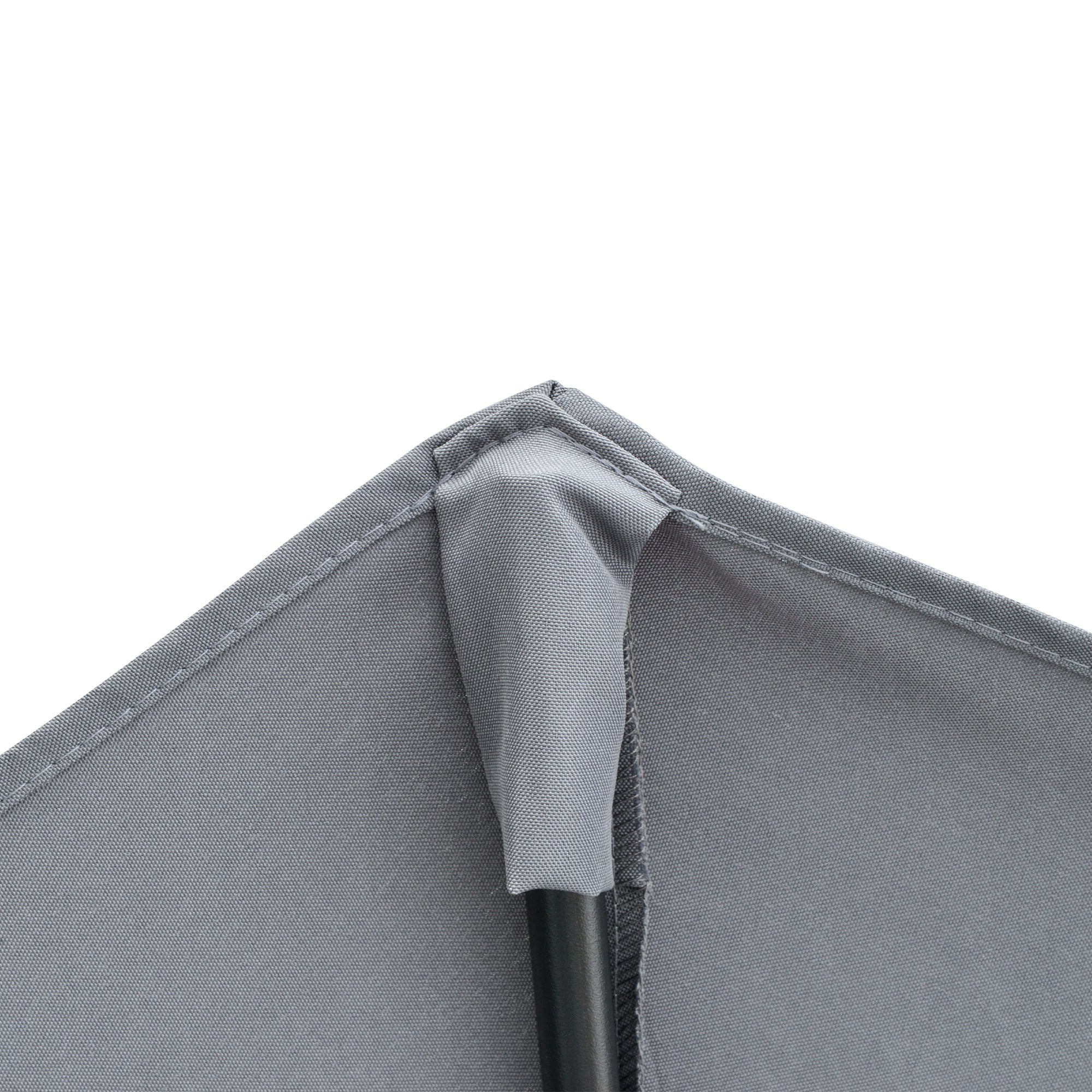 Outsunny 2m Half Parasol Market Umbrella Garden Balcony Parasol with Crank Handle, Base, Double-Sided Canopy, Dark Grey - North Peak Garden Furniture