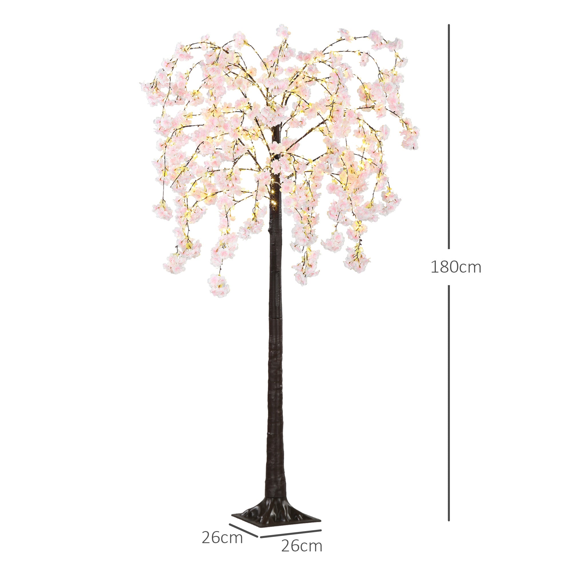 HOMCOM 450 LED Light Decorative Artificial Blossom Tree - Pink - North Peak Garden Furniture