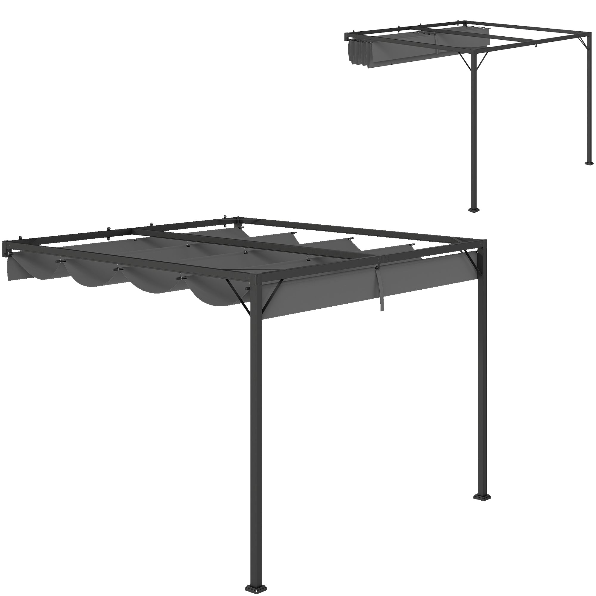 Outsunny 3 x 3(m) Outdoor Pergola with Retractable Canopy - Grey - North Peak Garden Furniture